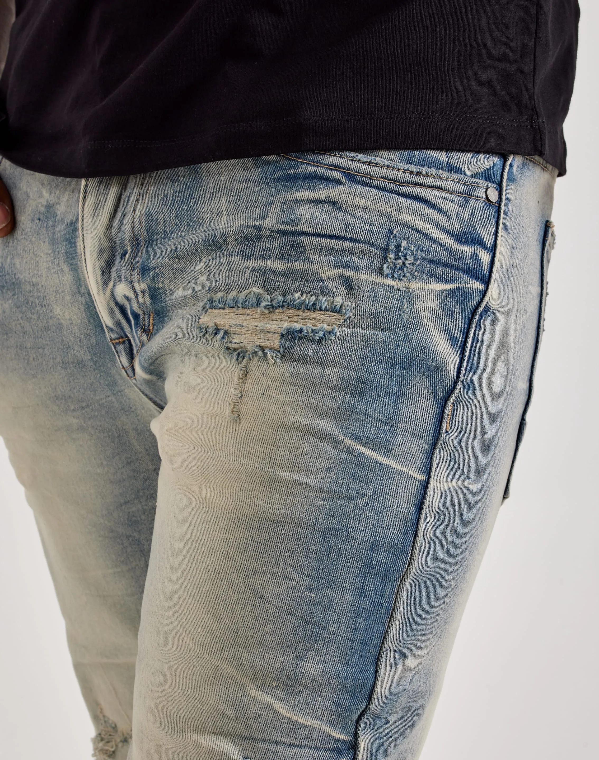 Ethical Mode Tight Net Smoke Rise Wave Effect Slim Jeans