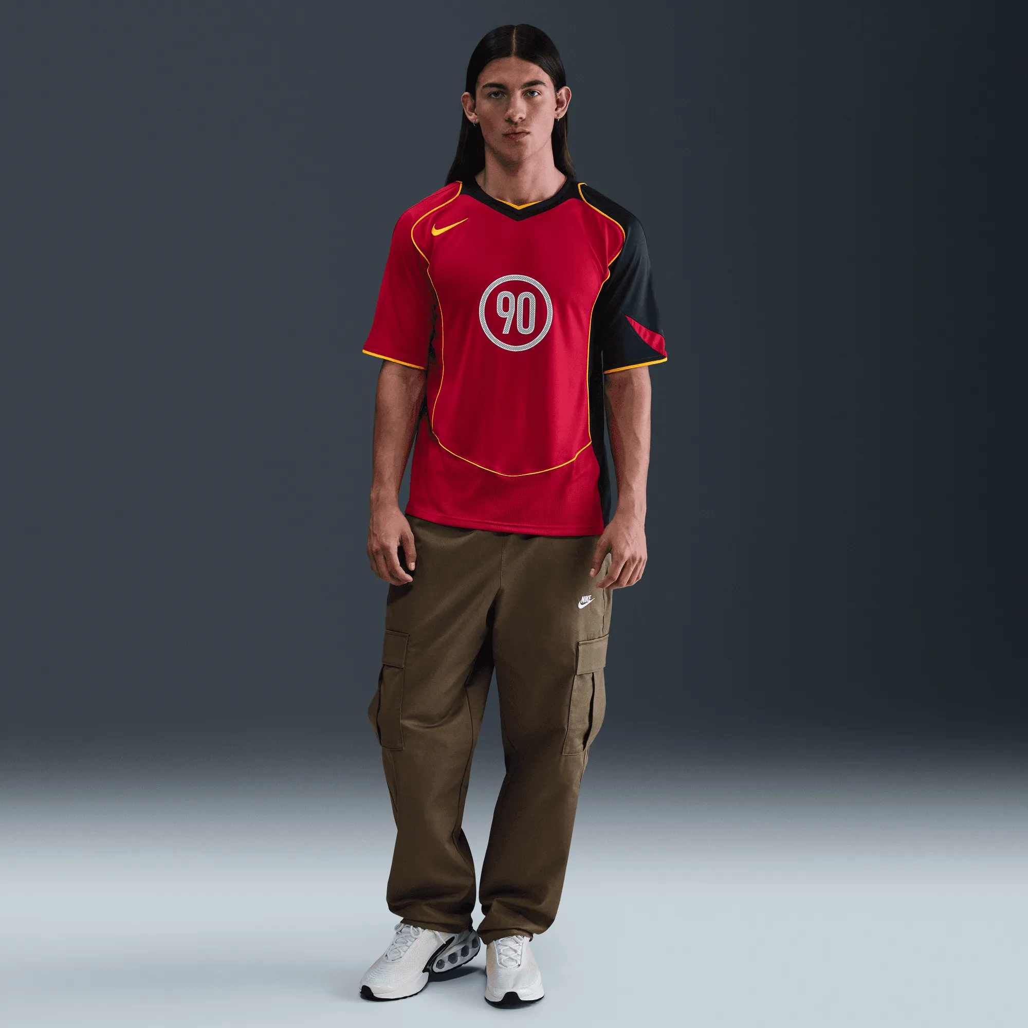 AntiPillFinish FrictionResistantEdges TOTAL 90 DRI-FIT SOCCER JERSEY - GYM RED / MIDNIGHT NAVY