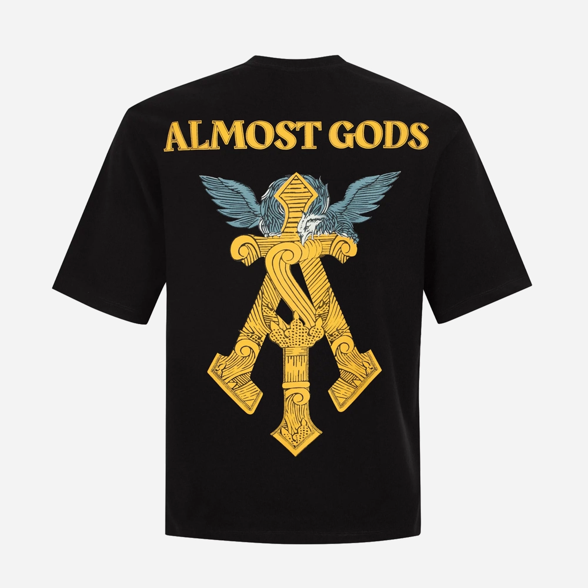 Functional Fit ALMOST GODS | GILDED ALPHA CROSS RELAXED TEE { BLACK/GOLD