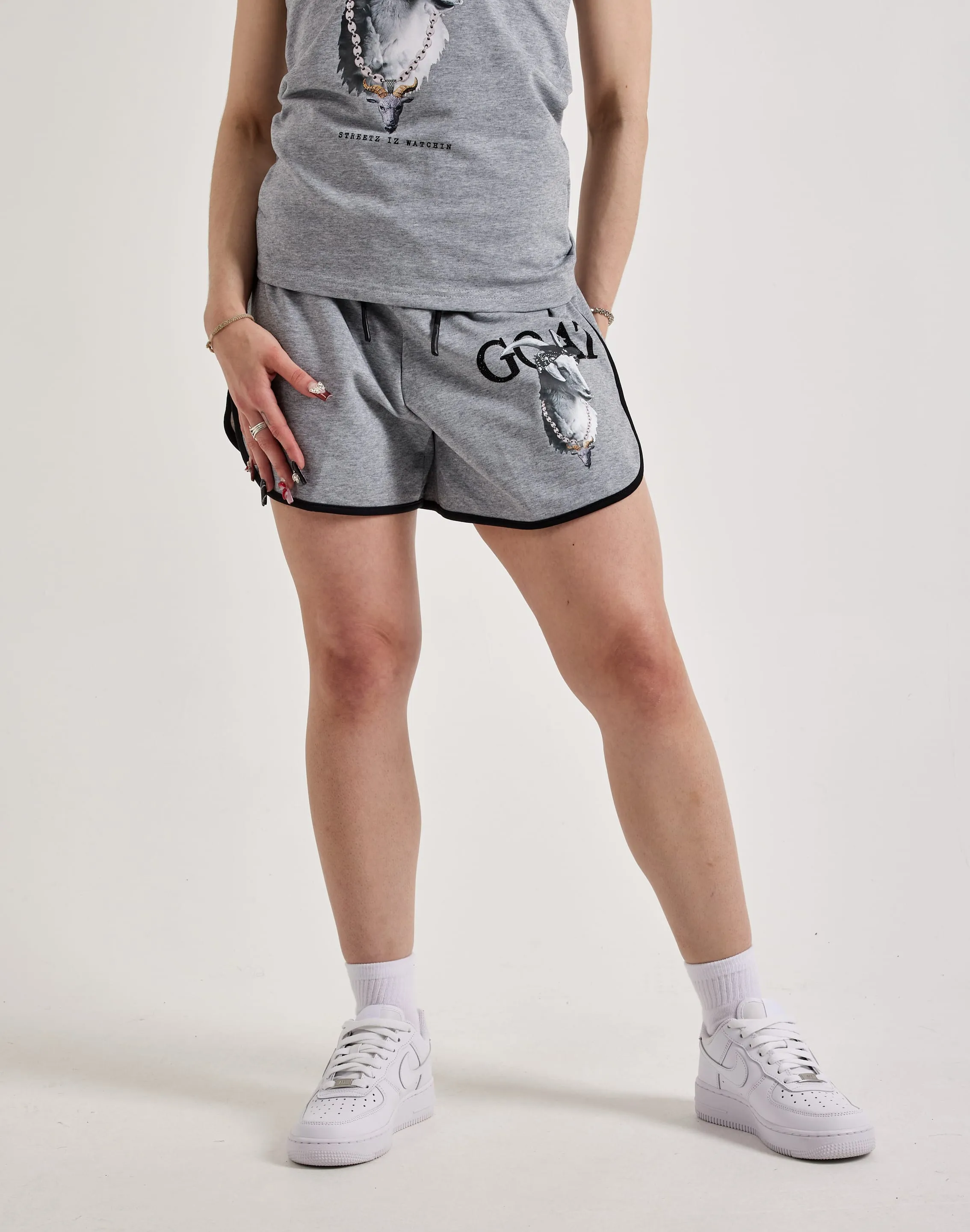 Convertible Style Athleisure Cool Streetz Iz Watchin Goat Shorts