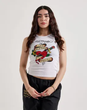 Ed Hardy Heart Sword Rhinestone Rib Tank Top WaterRepellentFinish MoistureControlClothing