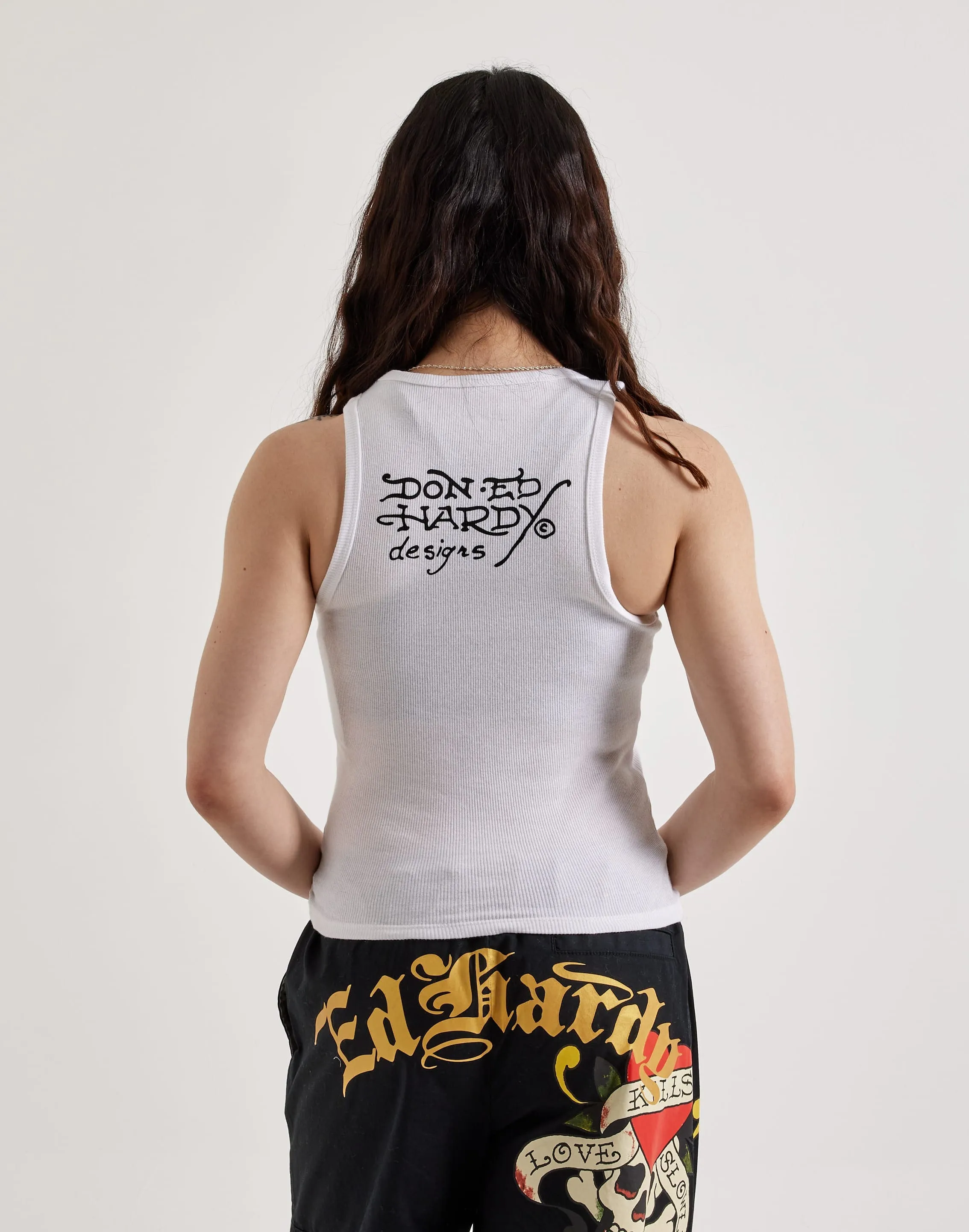 WeightlessLayeringPiece Ed Hardy Heart Sword Rhinestone Rib Tank Top