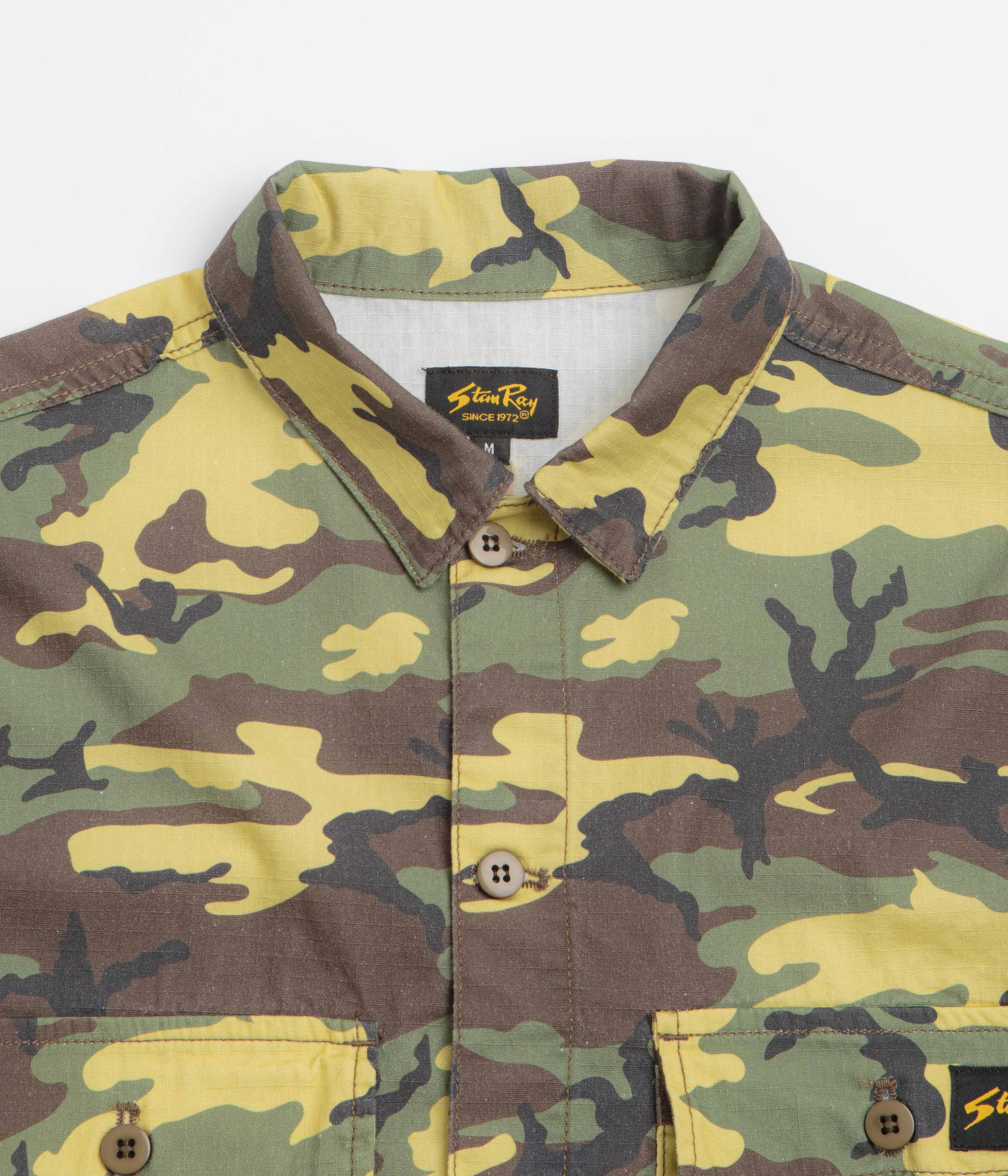 High Street Fashion Structured Shoulder Support Stan Ray CPO Shirt - Woodland DPM Ripstop