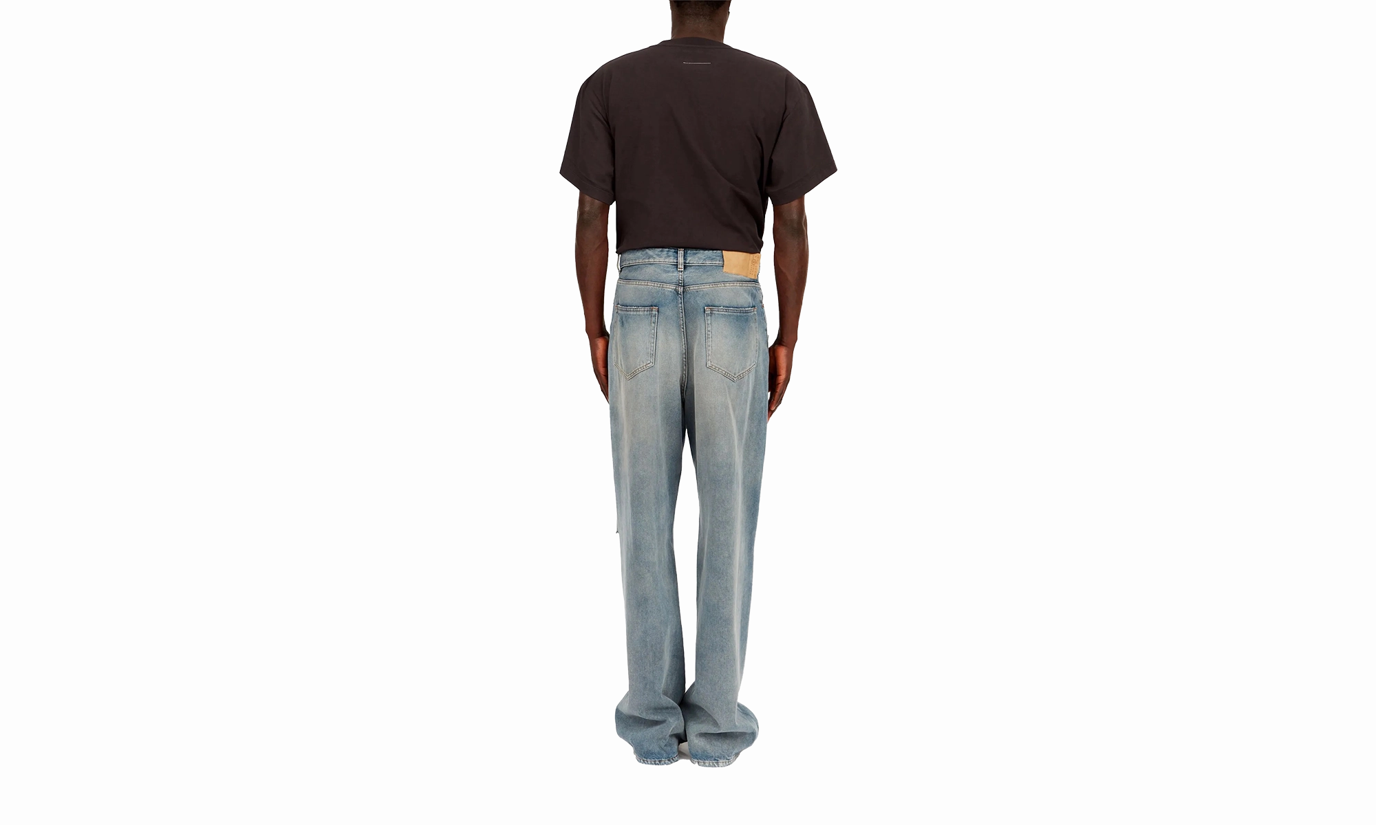 Regular Leg Jeans With Knee Slash "Blue" Simple Attire Basic Comfort