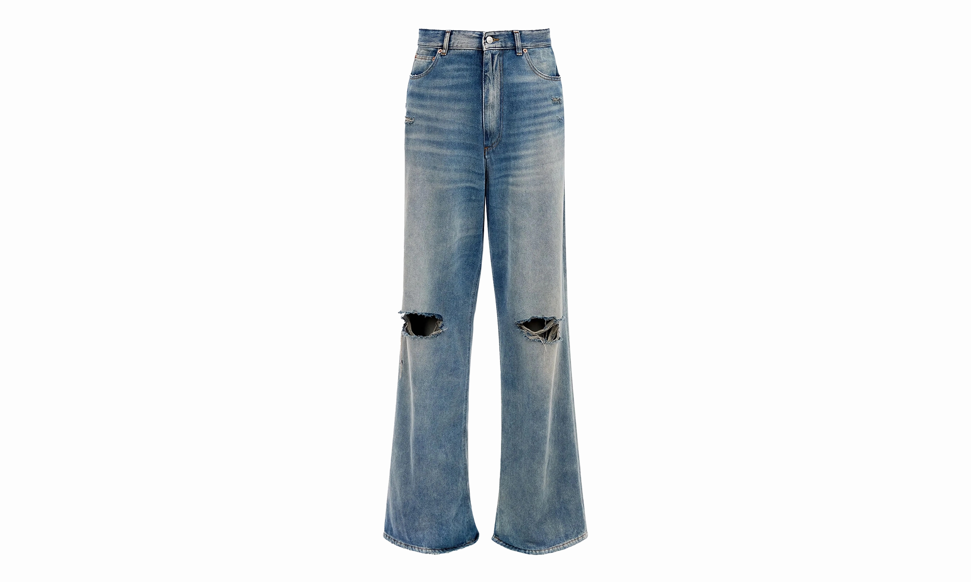 Regular Leg Jeans With Knee Slash "Blue" Traveler Gear Brunch Outfit Casual Friday Outfit Basic
