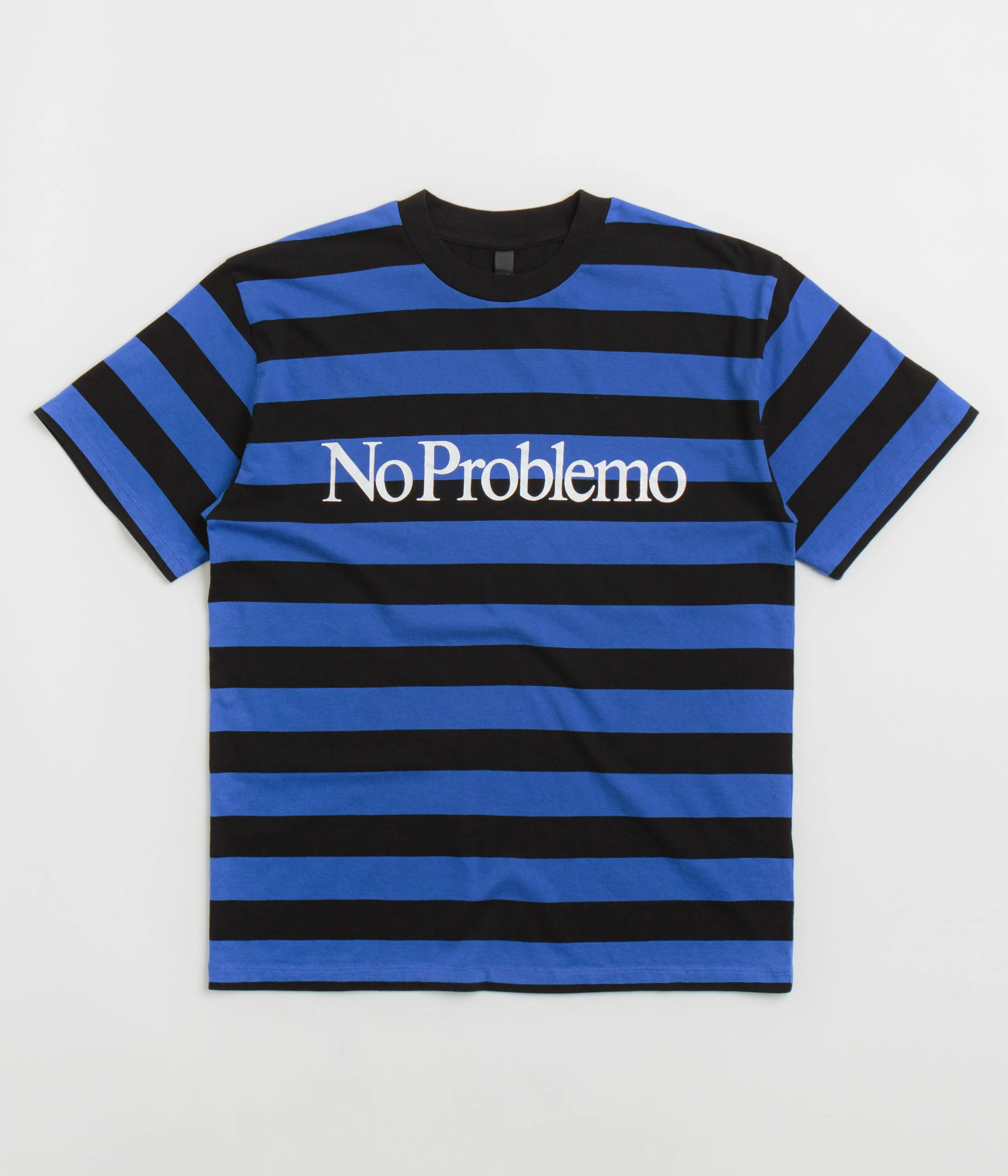 No Problemo Striped T-Shirt - Black Multi Belt loops Fashion-Forward