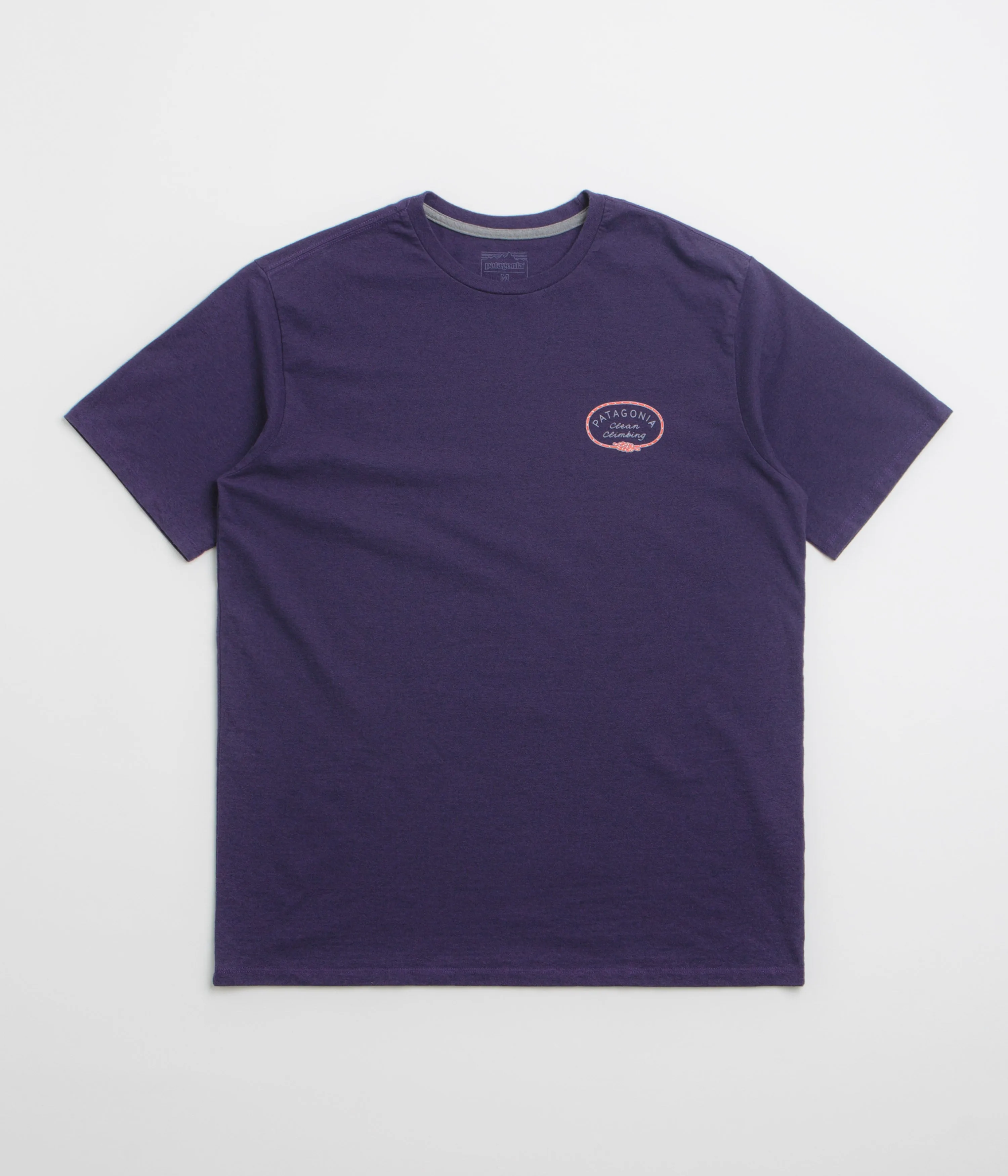 Patagonia Clean Climb Roots Responsibili-Tee T-Shirt - Plummet Purple bus venue exhibition event