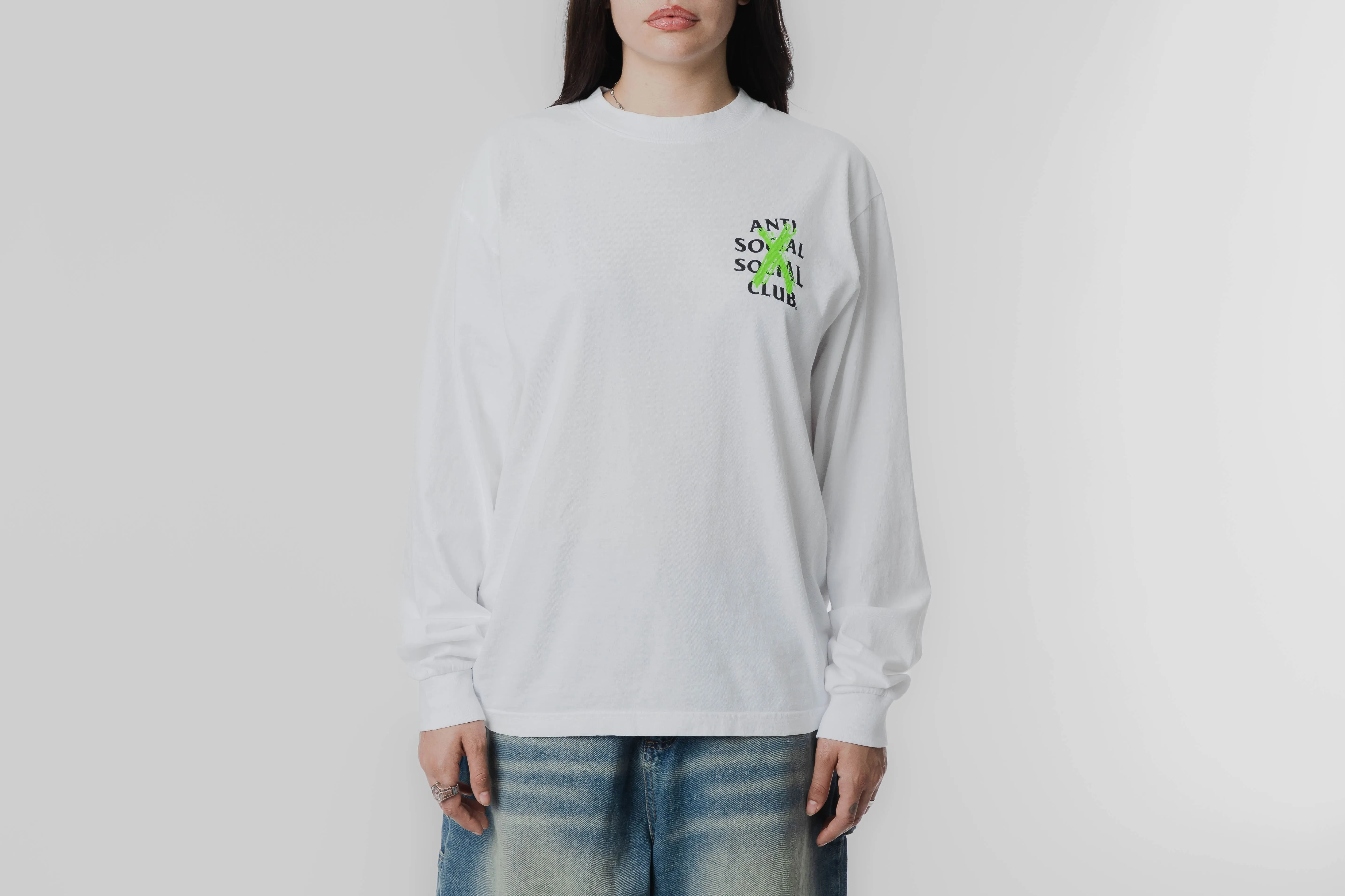 Loose Tee TonalStitching Anti Social Social Club Cancelled  Long-Sleeve Tee 'White'