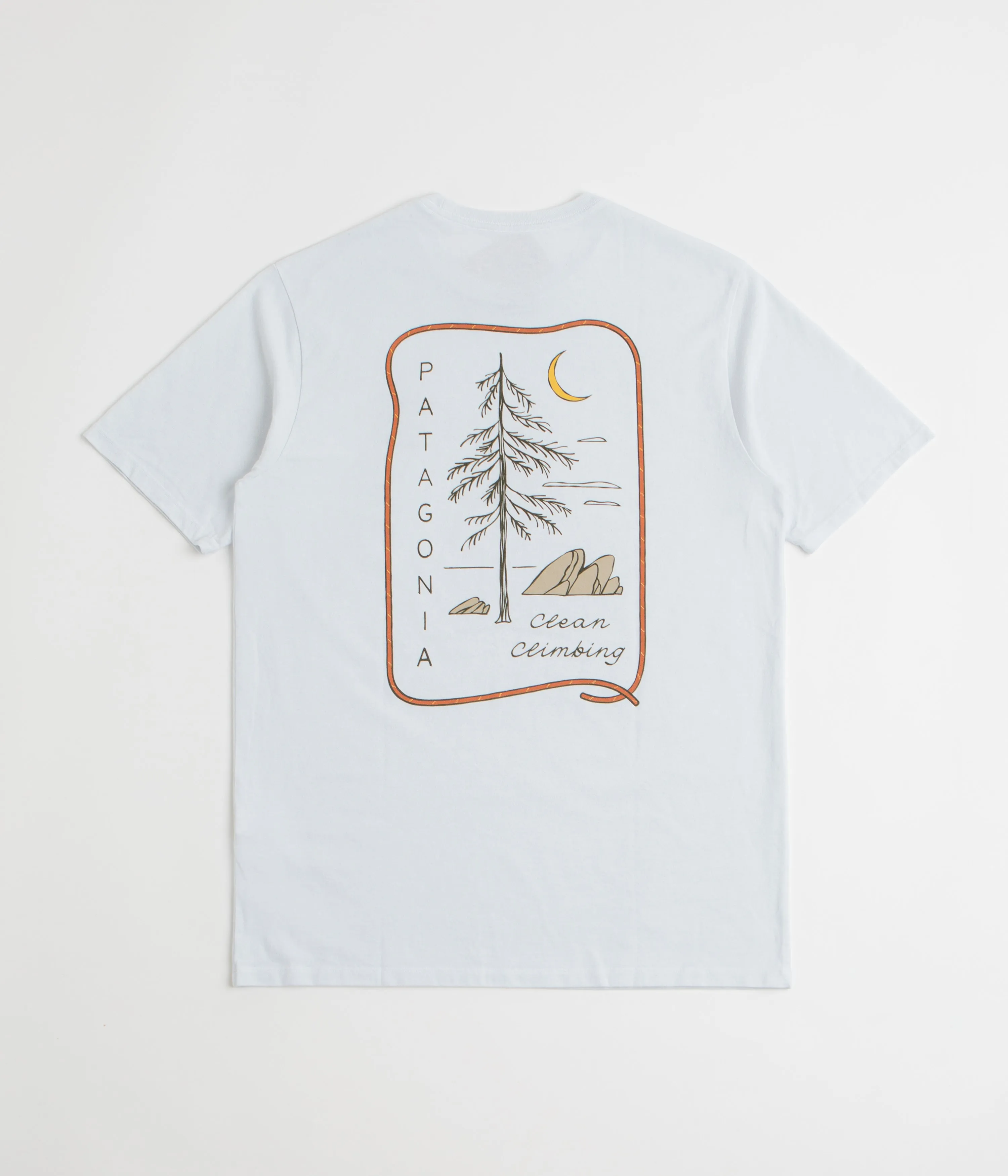 Exclusive Design bootcut pants silhouette Patagonia Clean Climb Roots Responsibili-Tee T-Shirt - White
