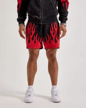 Smoke Rise Flame Fleece Shorts Camera Glow TaglessDesign