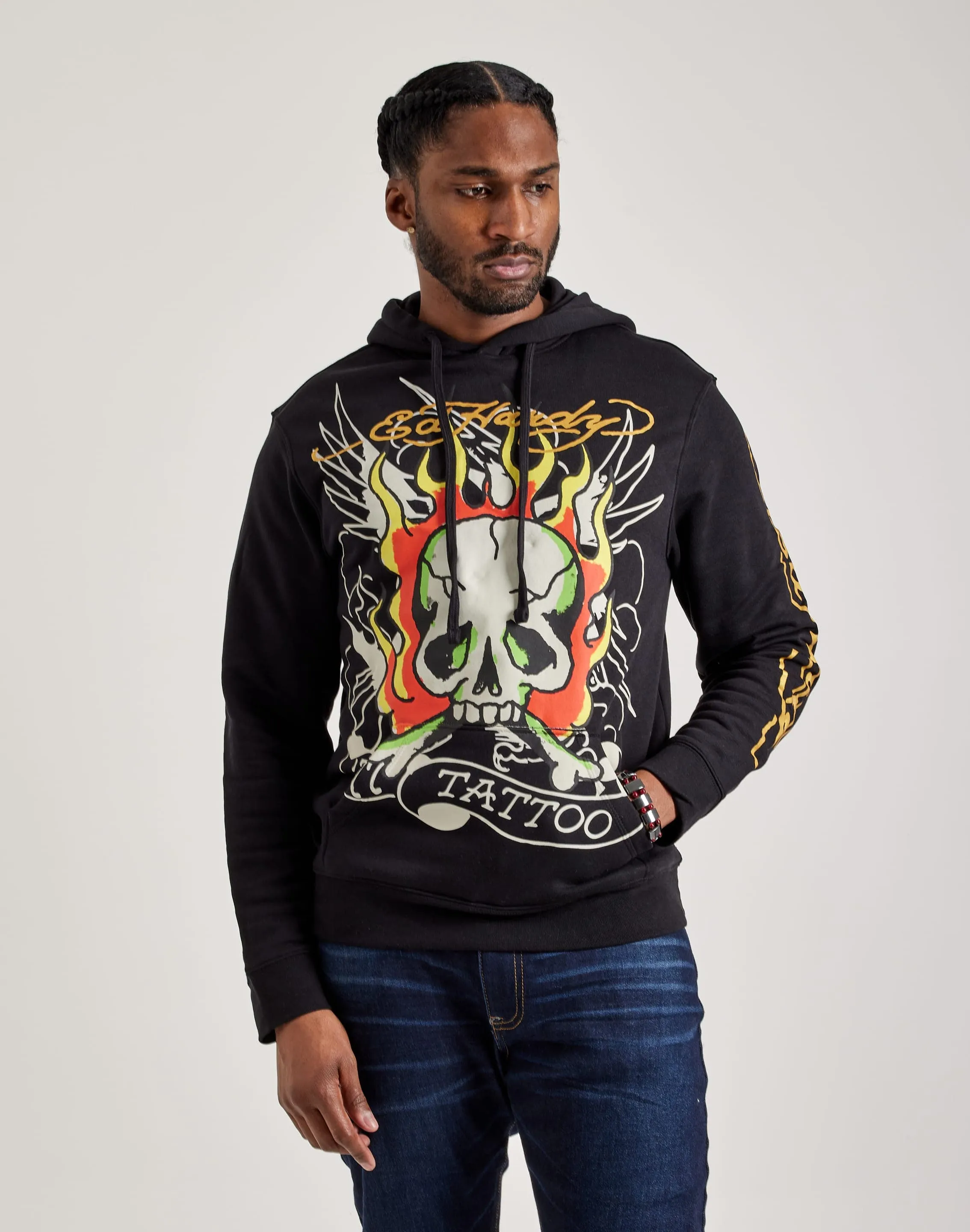 Luxury Core Ed Hardy Fire Skull Hoodie
