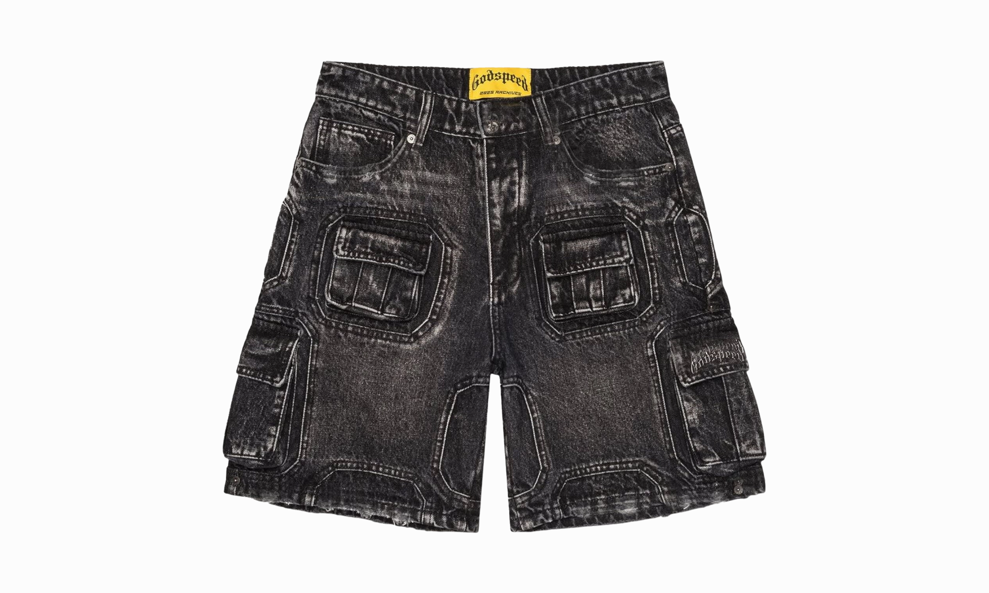 NonSlipTrim Hidden pockets Octagon Cargo Denim Shorts "Black"