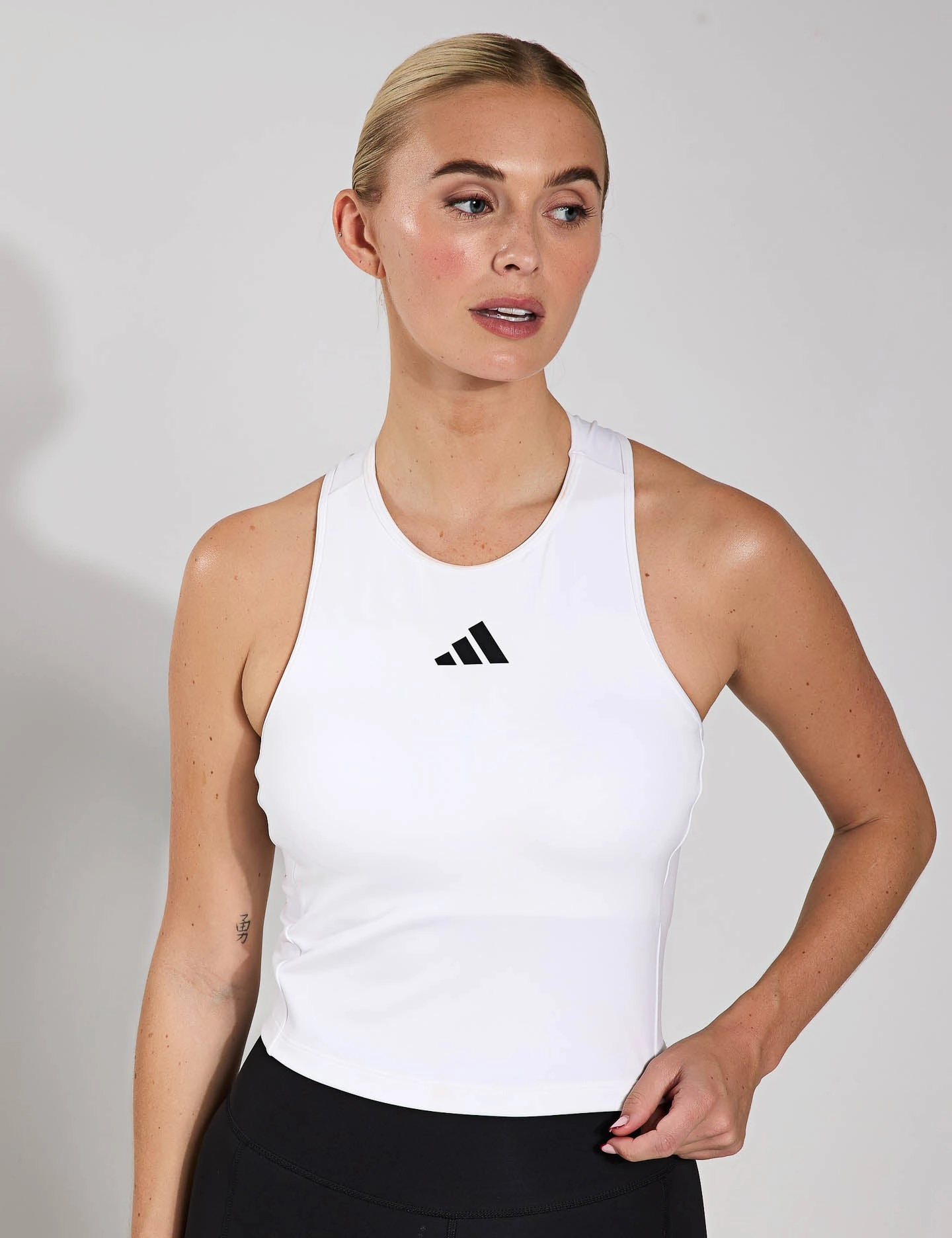Power 3-Stripes Racerback Bra Tank Top - White high - efficiency operation