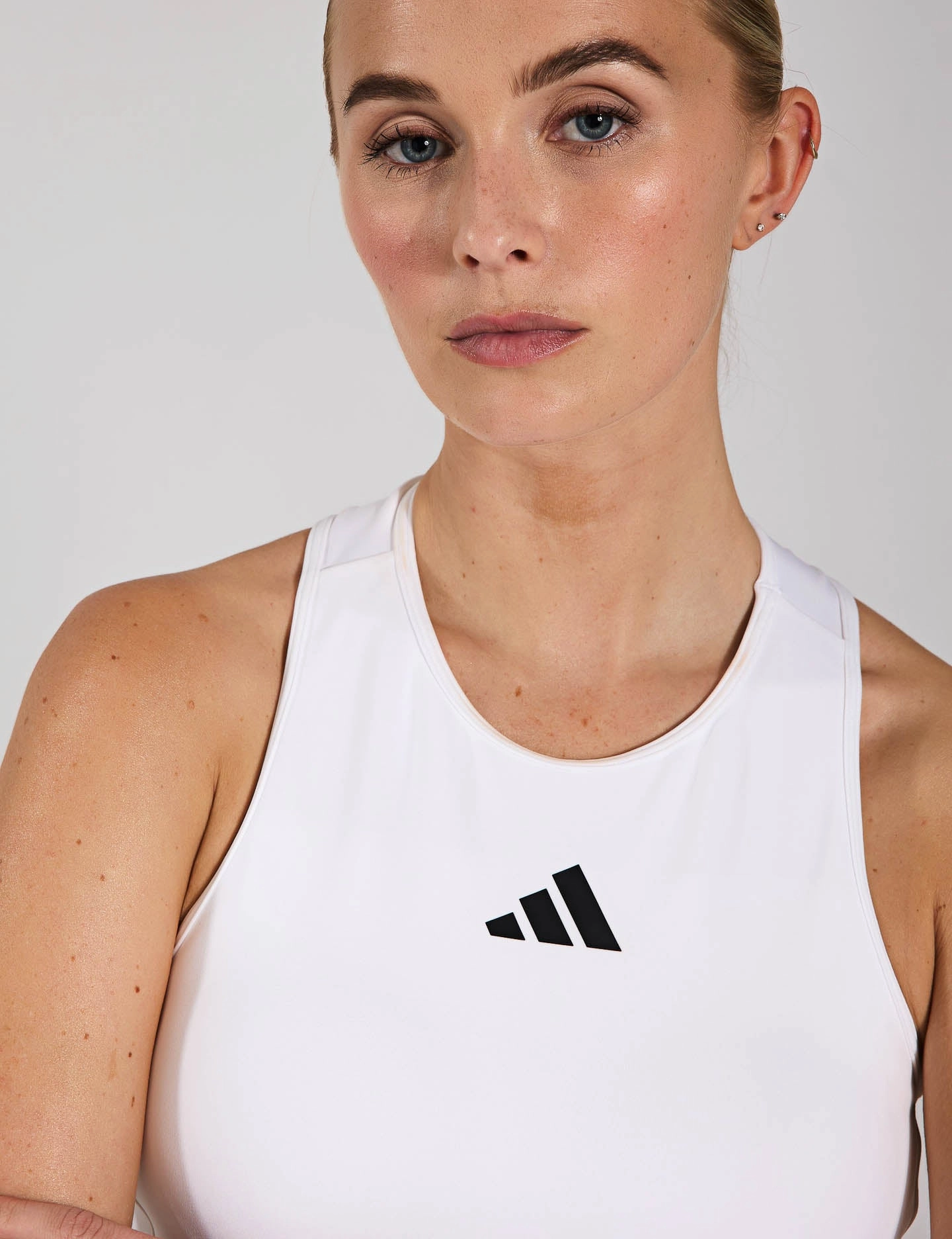 Power 3-Stripes Racerback Bra Tank Top - White clean environment decorative