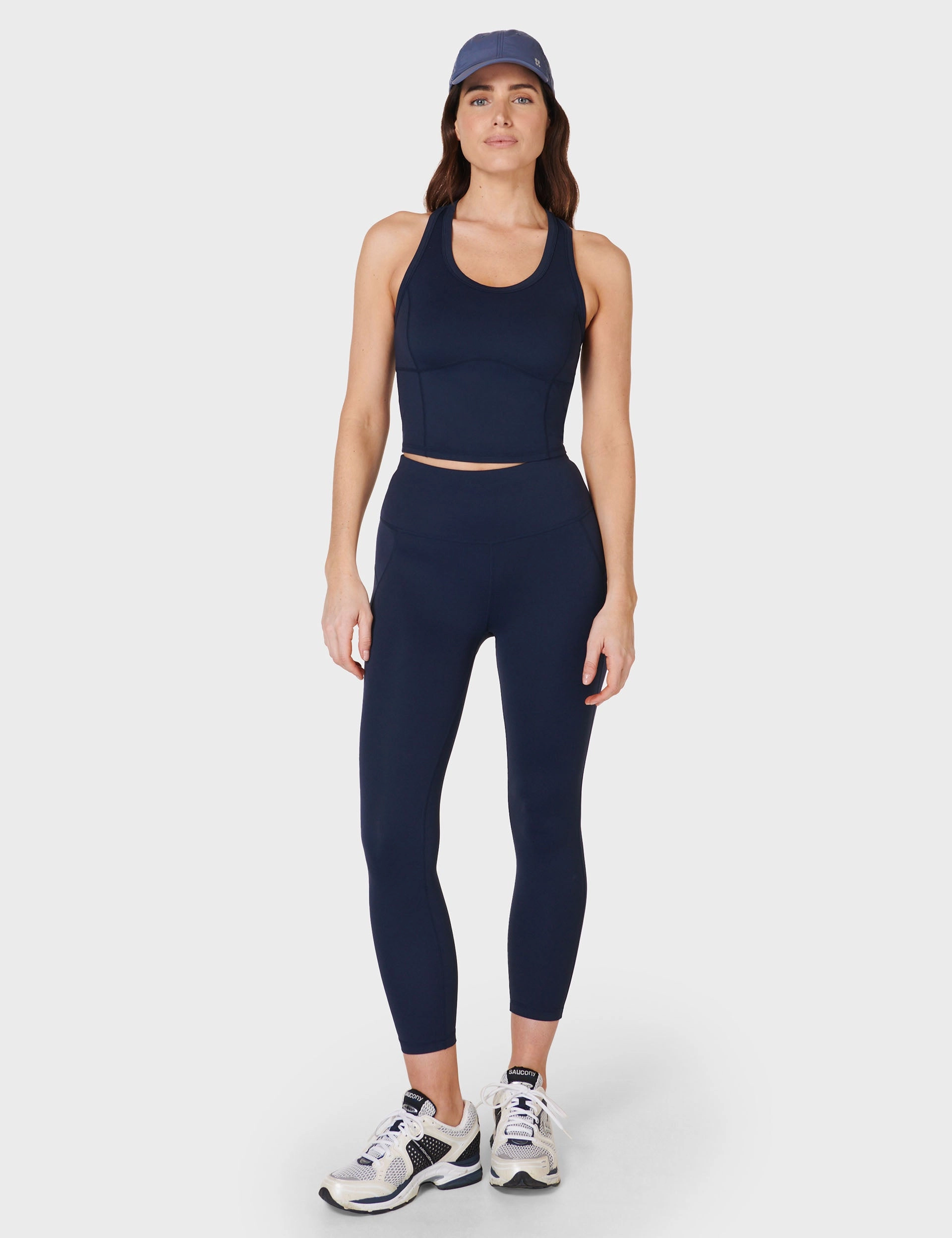 Squat Proof Dance Practice Lightweight Performance Fabric All Day 7/8 Leggings - Navy Blue