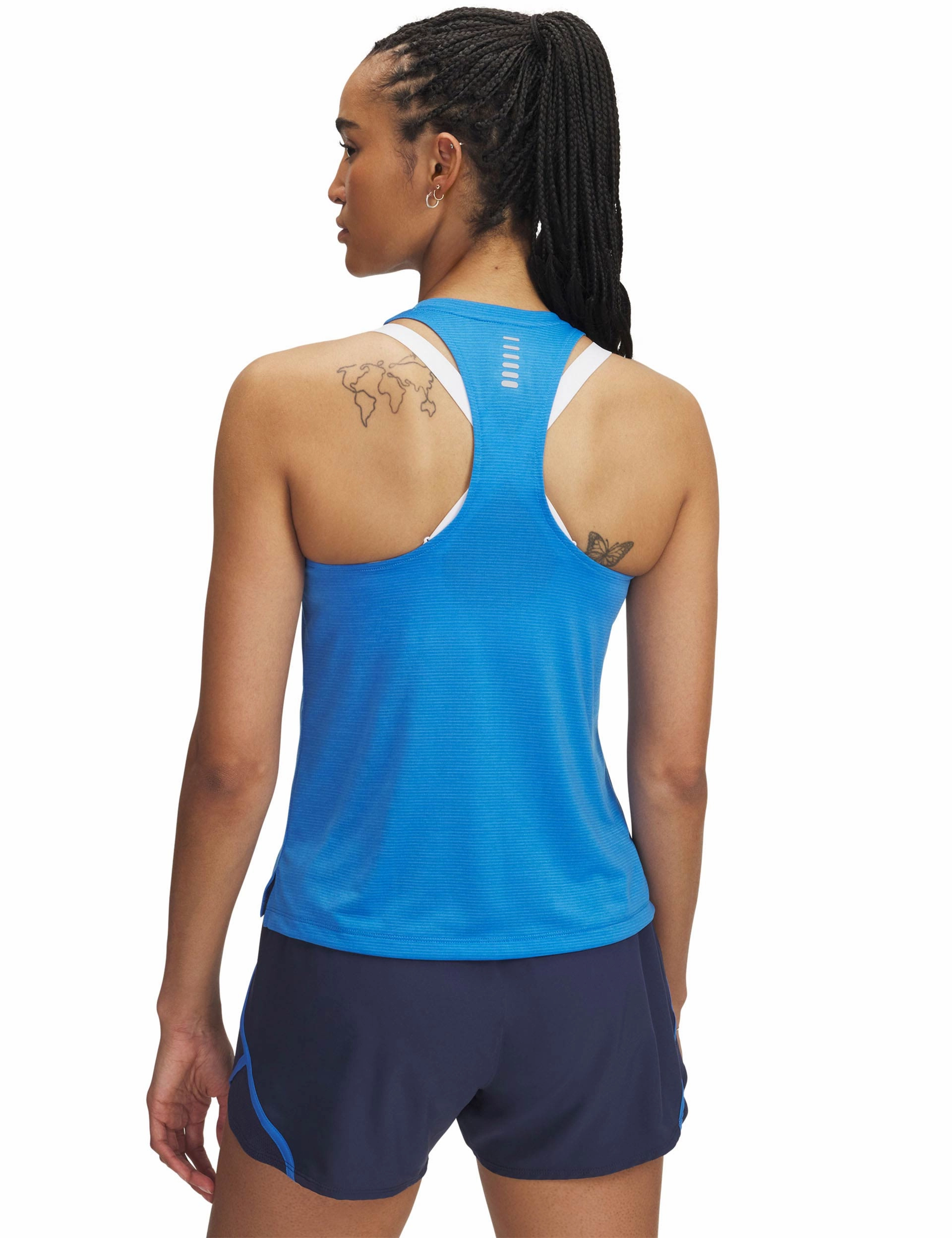 Stretch woven Launch Singlet - Blue Atlantis/Reflective