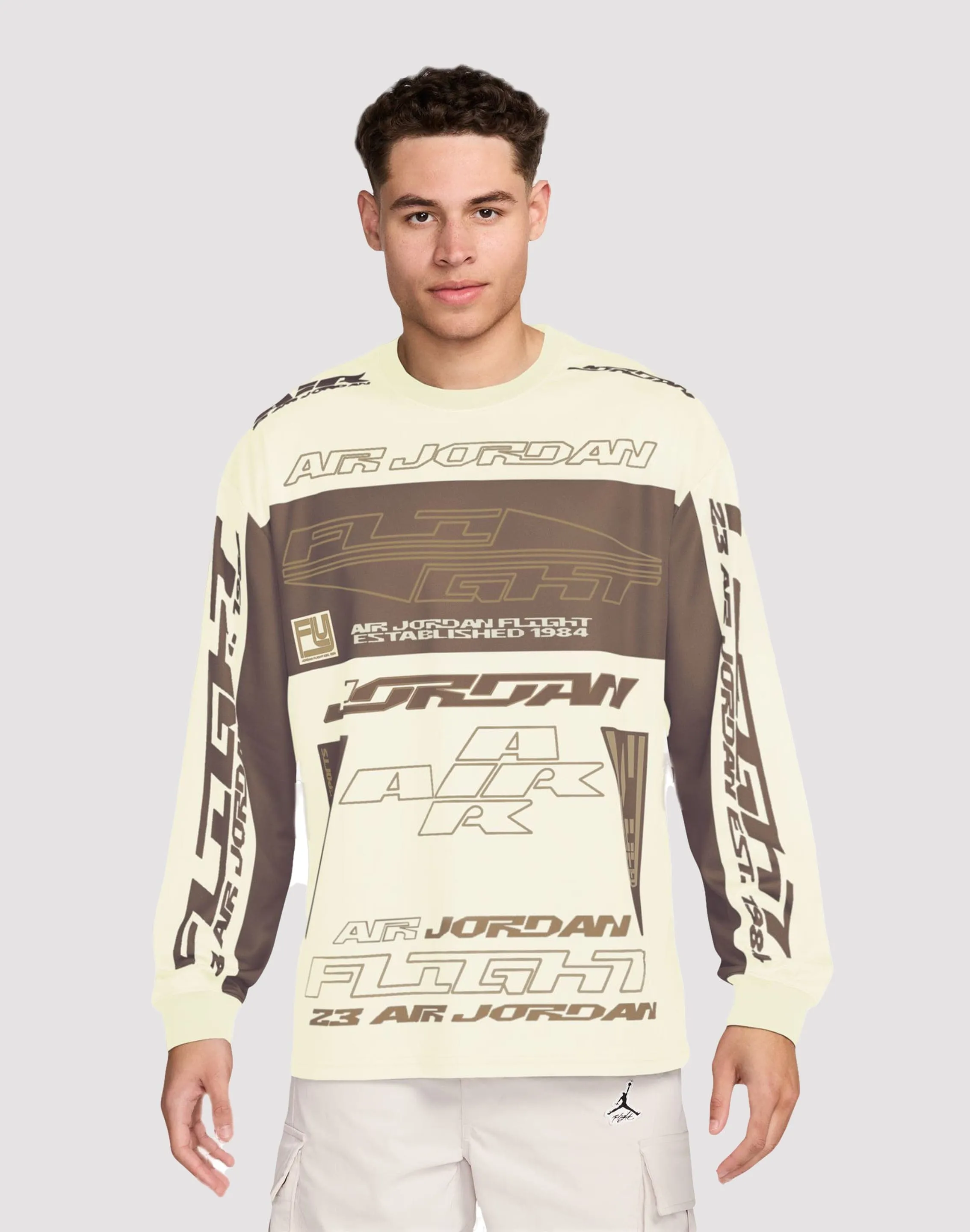 Jordan MVP Printed Longsleeve Archaeo Brown Shirt Flatlock stitching UltraSoftFinish
