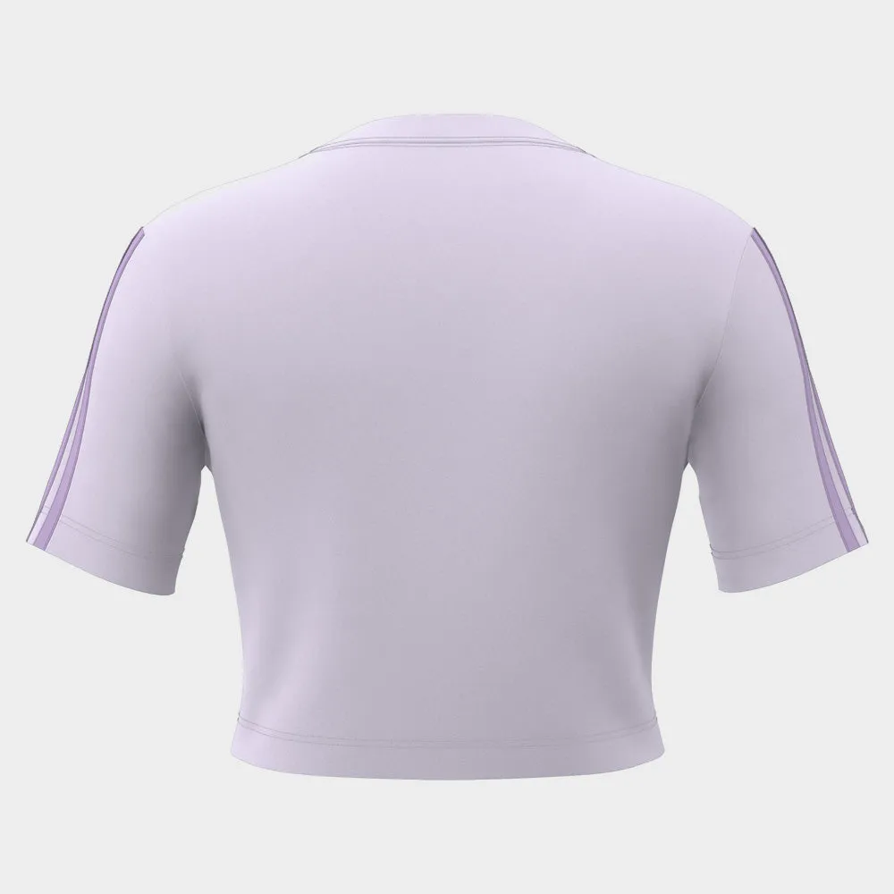 Adidas Womens Essentials 3-Stripes Slim Baby Tee Purple Ergonomic Pattern