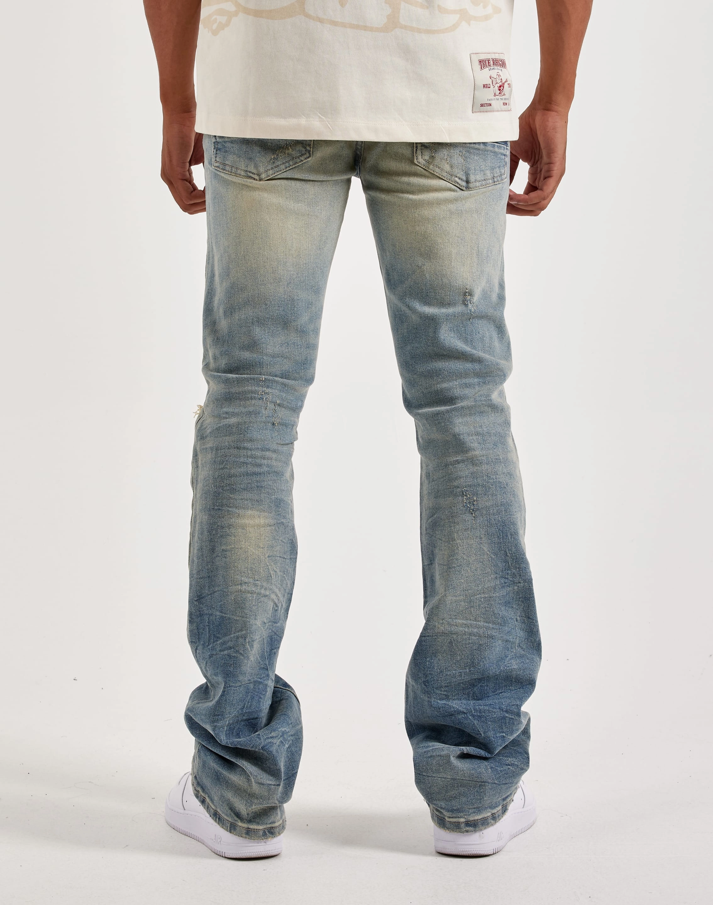 Club Mode Smoke Rise Distressed Stacked Jeans