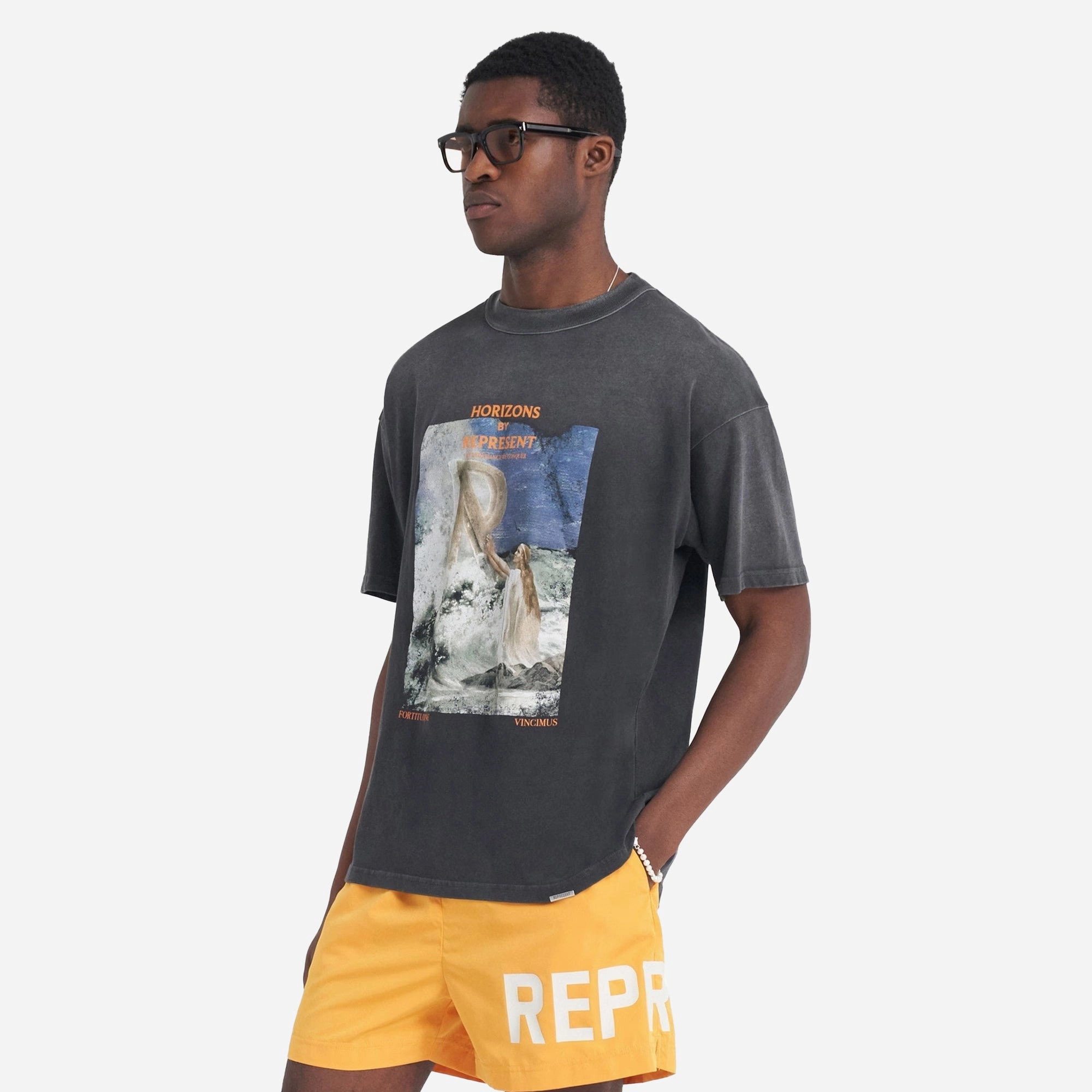 BiasCut Trims Air Move REPRESENT | HIGHER TRUTH T-SHIRT { AGED BLACK