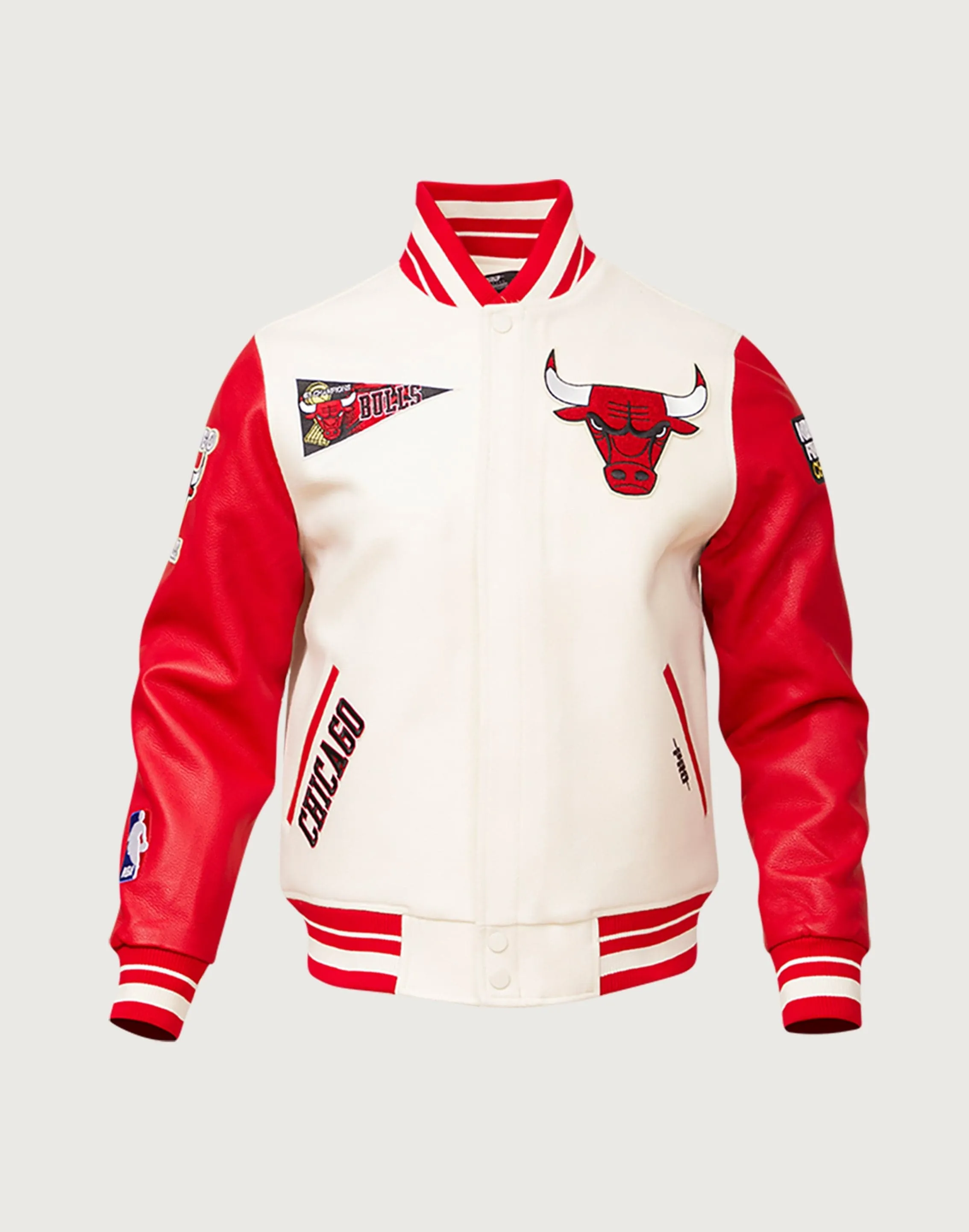 Pro Standard NBA Chicago Bulls Retro Classic Rib Wool Varsity Jacket Legend Glow Organic Cotton Certification