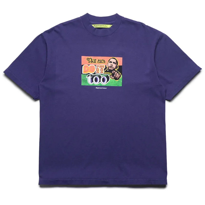 Supervsn You Can Do It Too Tee - Dusty Purple bootcut pants silhouette