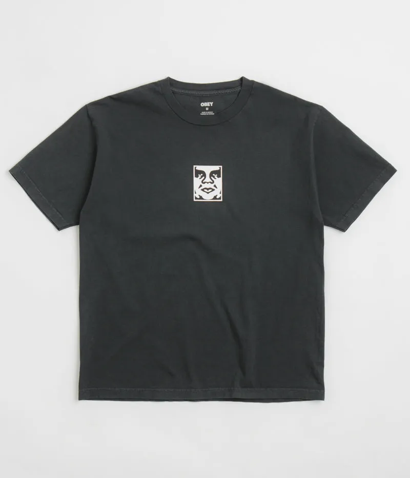 Obey Icon Face T-Shirt - Pigment True Vintage Black shooting venue