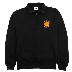 Southsea Bronx Strong Island Embroidered Quarter Zip Sweatshirt - Black Geometric Print