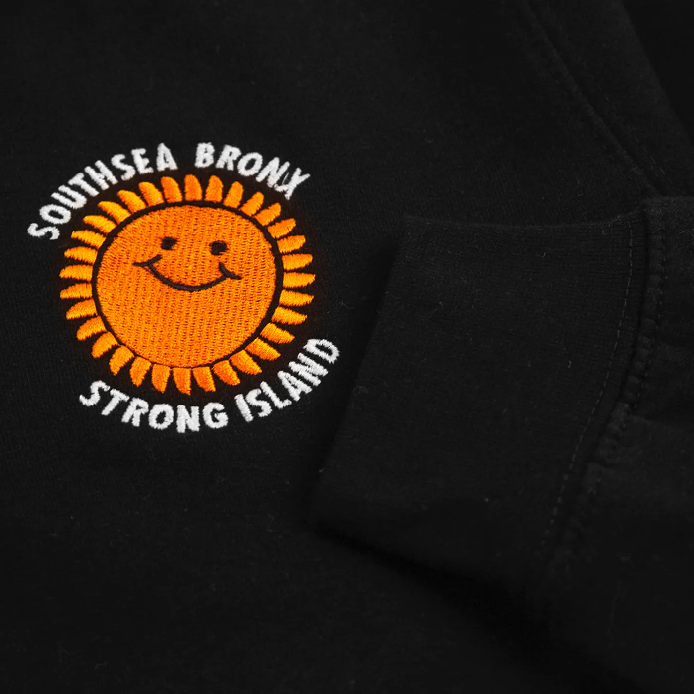 Southsea Bronx Strong Island Embroidered Quarter Zip Sweatshirt - Black product patchwork creativity anti static coating