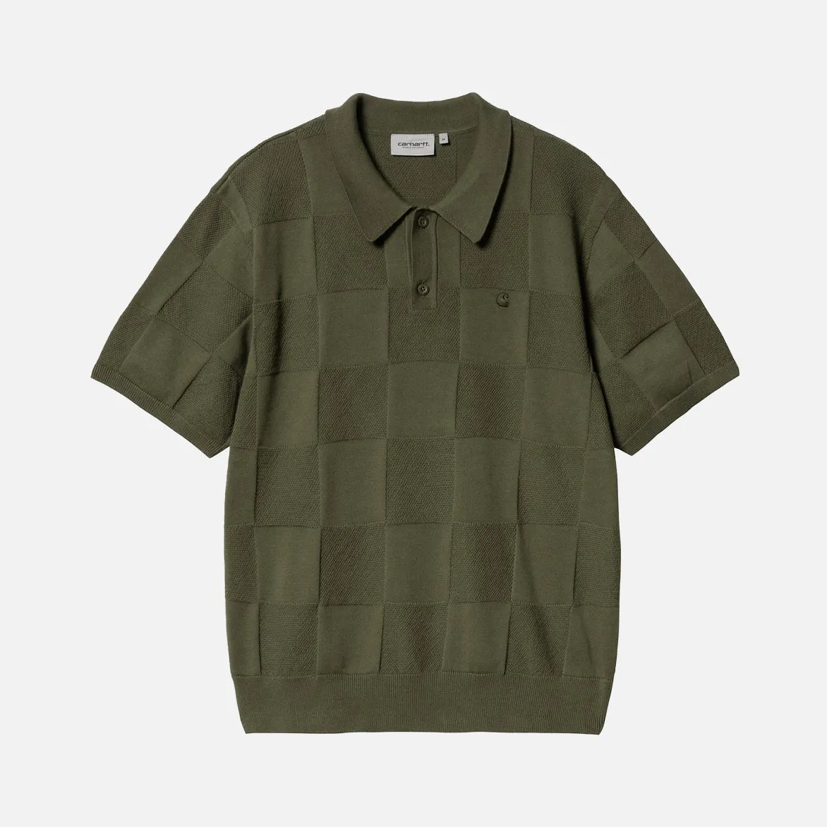 Thermal regulation FlatlockSeaming S/S CHECKER POLO - DOLLAR GREEN