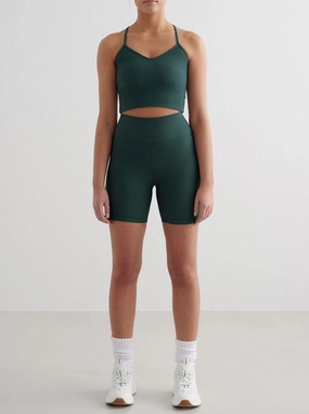 Sporty Edge Cotton Blend Deep Emerald Ribbed Performance Midi Biker Shorts