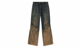 Breathable Fit Hypoallergenic Material Composition Relaxed Degrade Drawstring Jeans D-Pari "Blue"