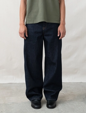 Distressed finish Relaxed Denim Jeans (Rinsed Indigo)
