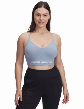 Vanish Seamless Low Sports Bra - Harbour Blue/White Cap-sleeved seams