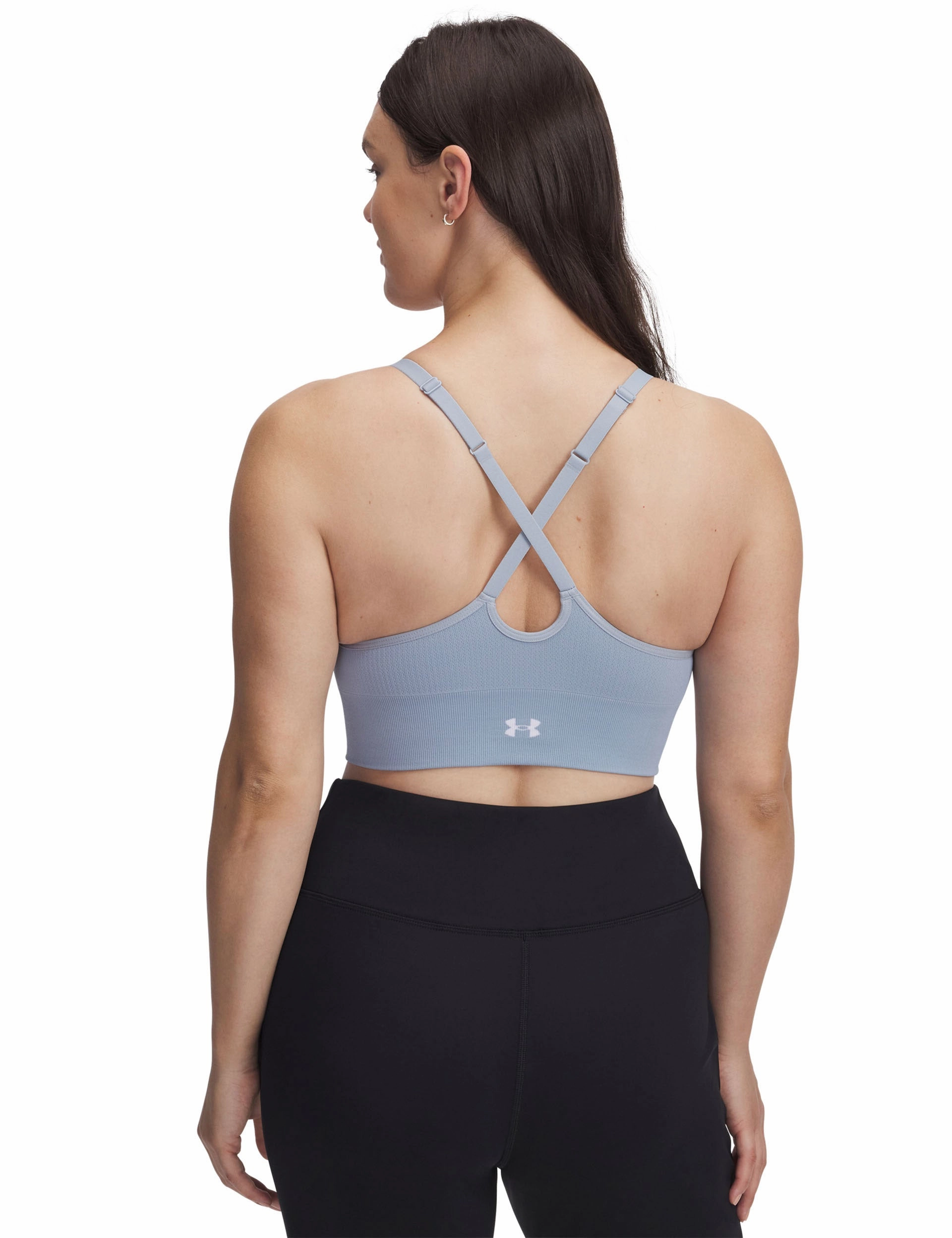 Soft Jersey Vanish Seamless Low Sports Bra - Harbour Blue/White