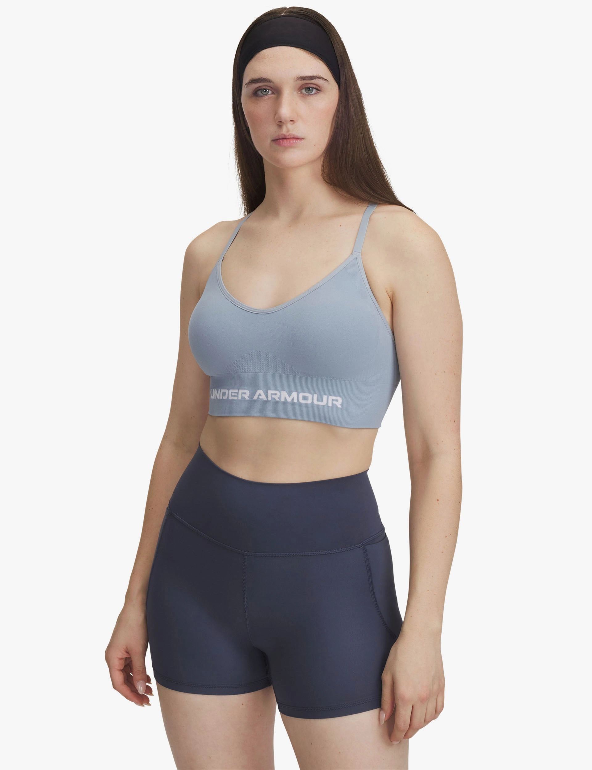 Vanish Seamless Low Sports Bra - Harbour Blue/White Versatile Closure