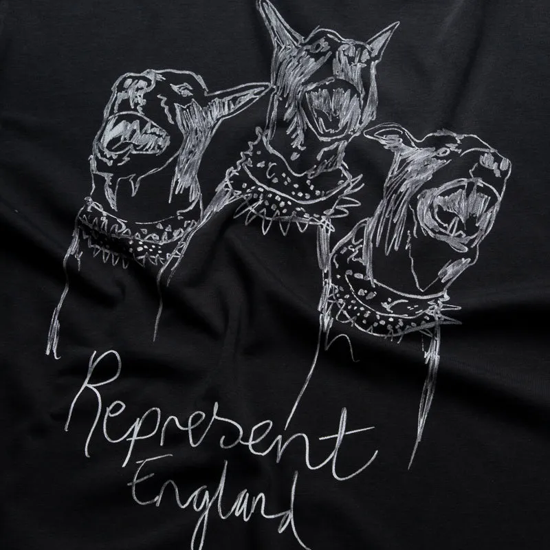 applique cocktail dress Represent Hand Drawn Thoroughbred Dogs Tee - Aged Black
