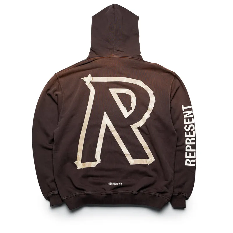 Represent Masking Tape Initial Hoodie - Cedar Feminine Style Lightweight Warmth