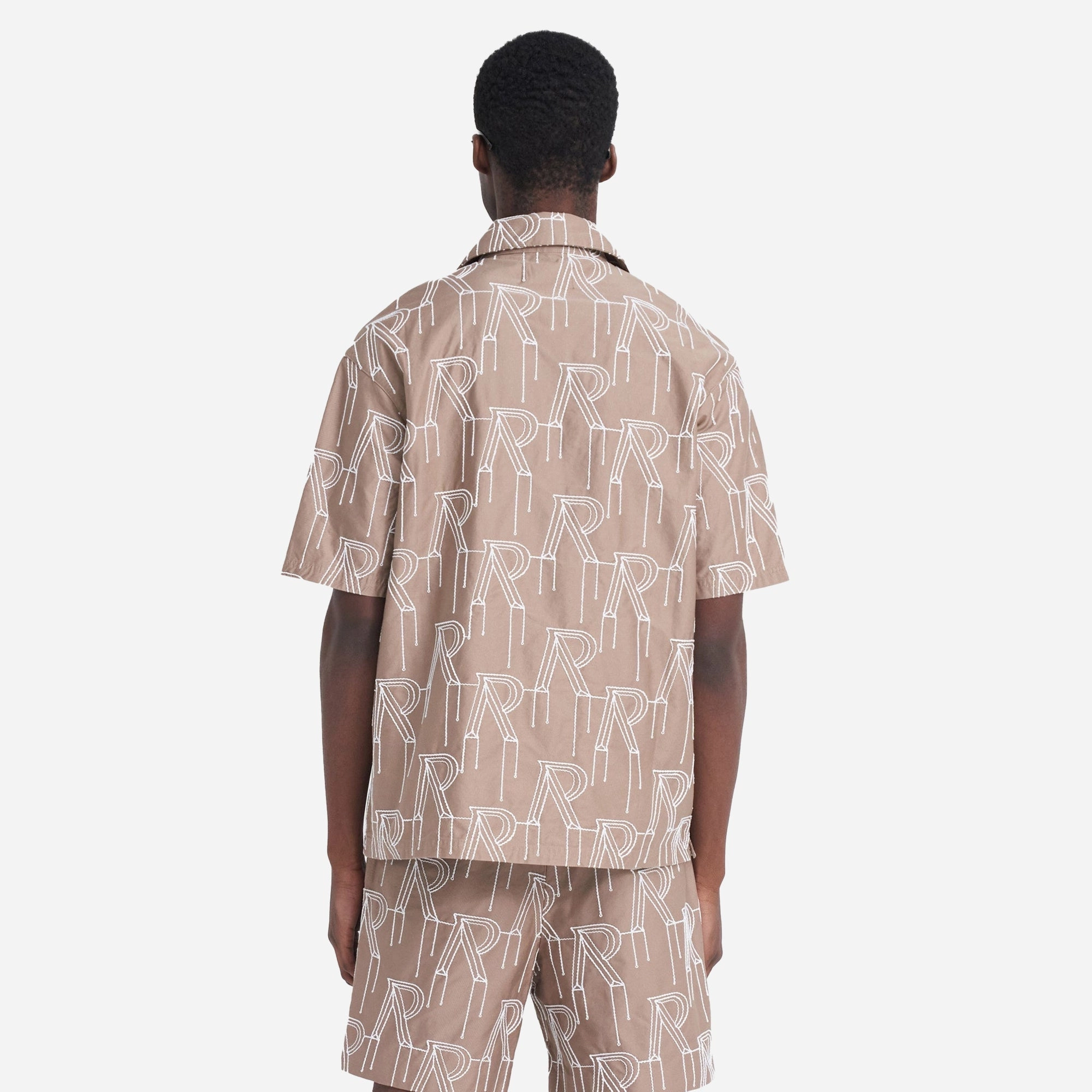 REPRESENT | EMBROIDERED INITIAL OVERSHIRT { WASHED TAUPE Music Mood FourWayStretchClothing