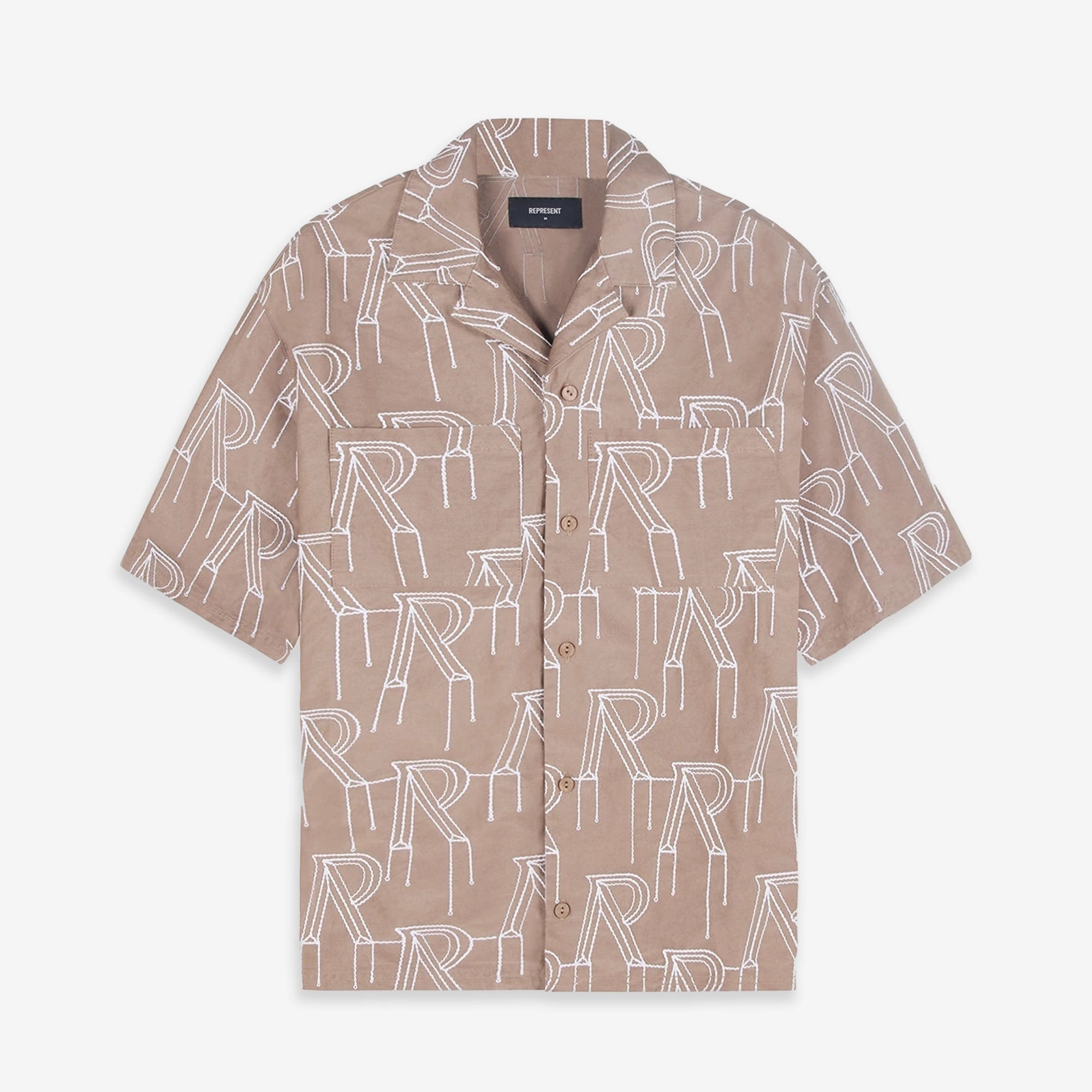 Smart Glow Wind Block REPRESENT | EMBROIDERED INITIAL OVERSHIRT { WASHED TAUPE