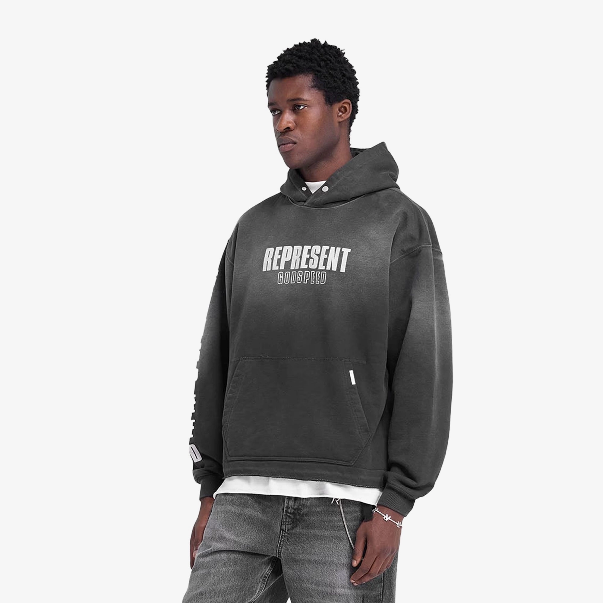 StretchableMaterial Represent | GODSPEED HOODIE { AGED BLACK