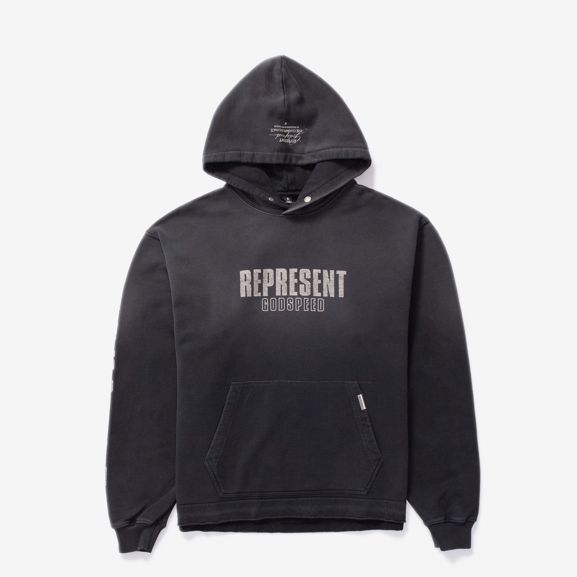 Represent | GODSPEED HOODIE { AGED BLACK AntiPillFinish
