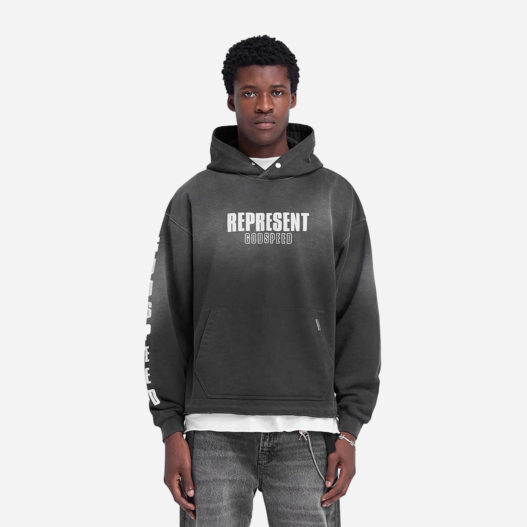 Smile Ease Represent | GODSPEED HOODIE { AGED BLACK