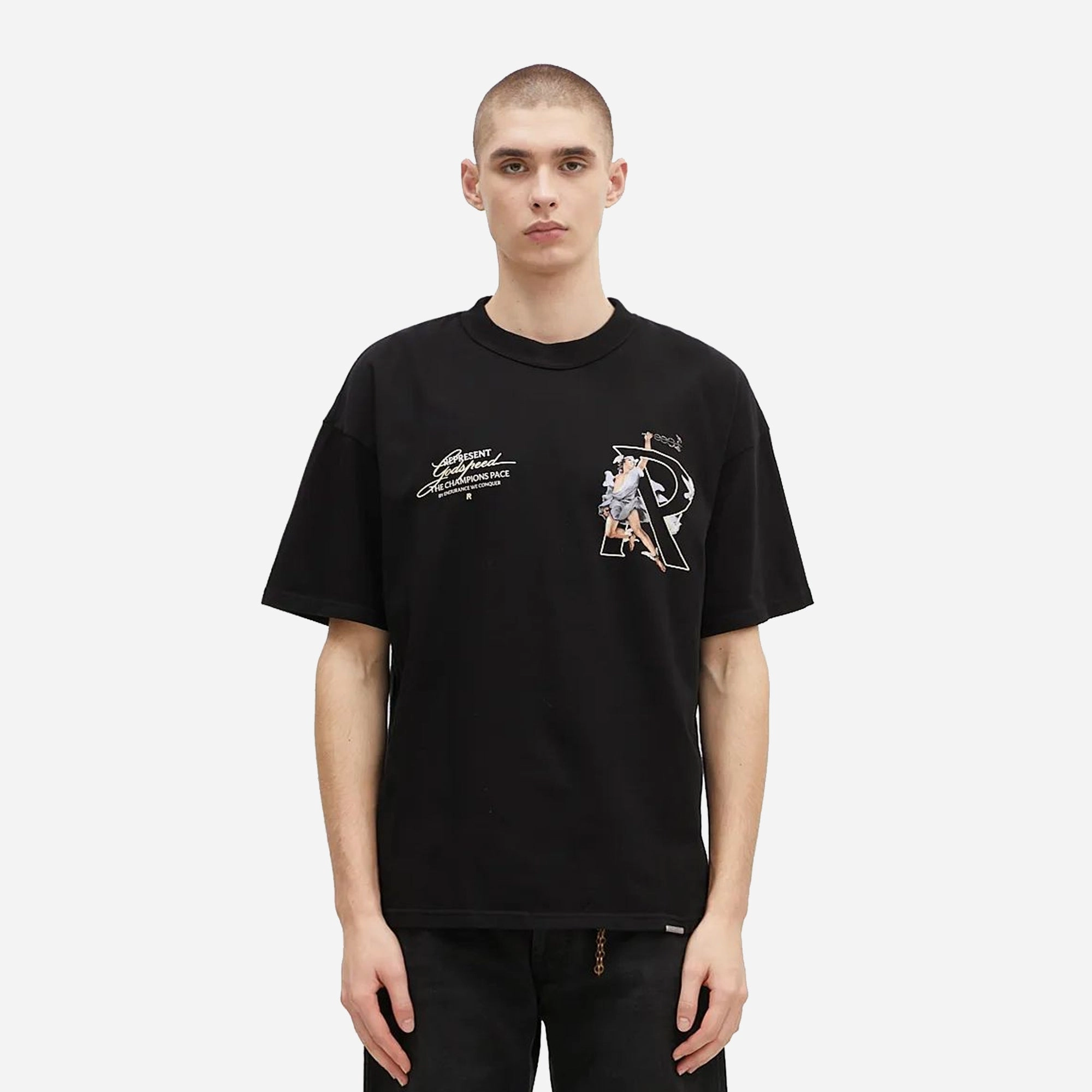 REPRESENT | HERMES T-SHIRT { JET BLACK Organic Cotton Smile Ease