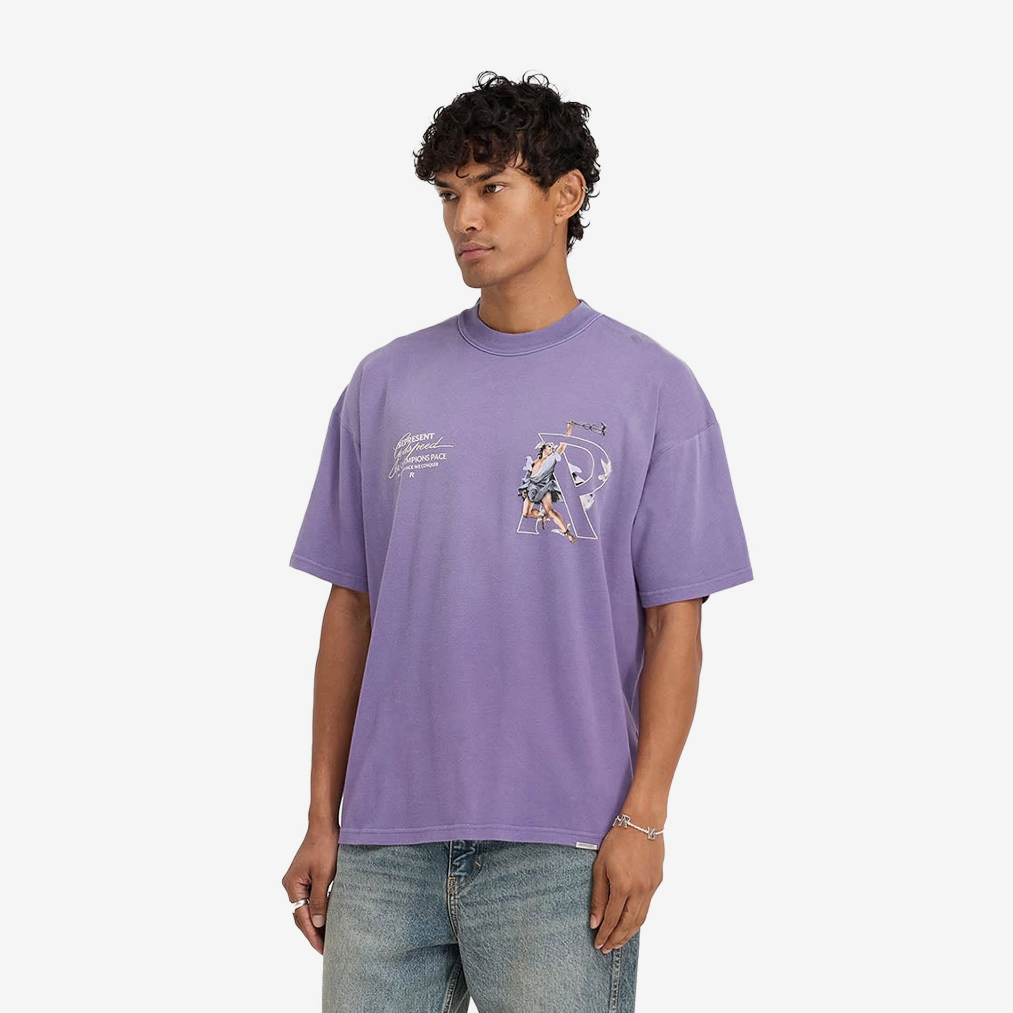 REPRESENT | HERMES T-SHIRT { PURPLE Denim Cool Run Glow