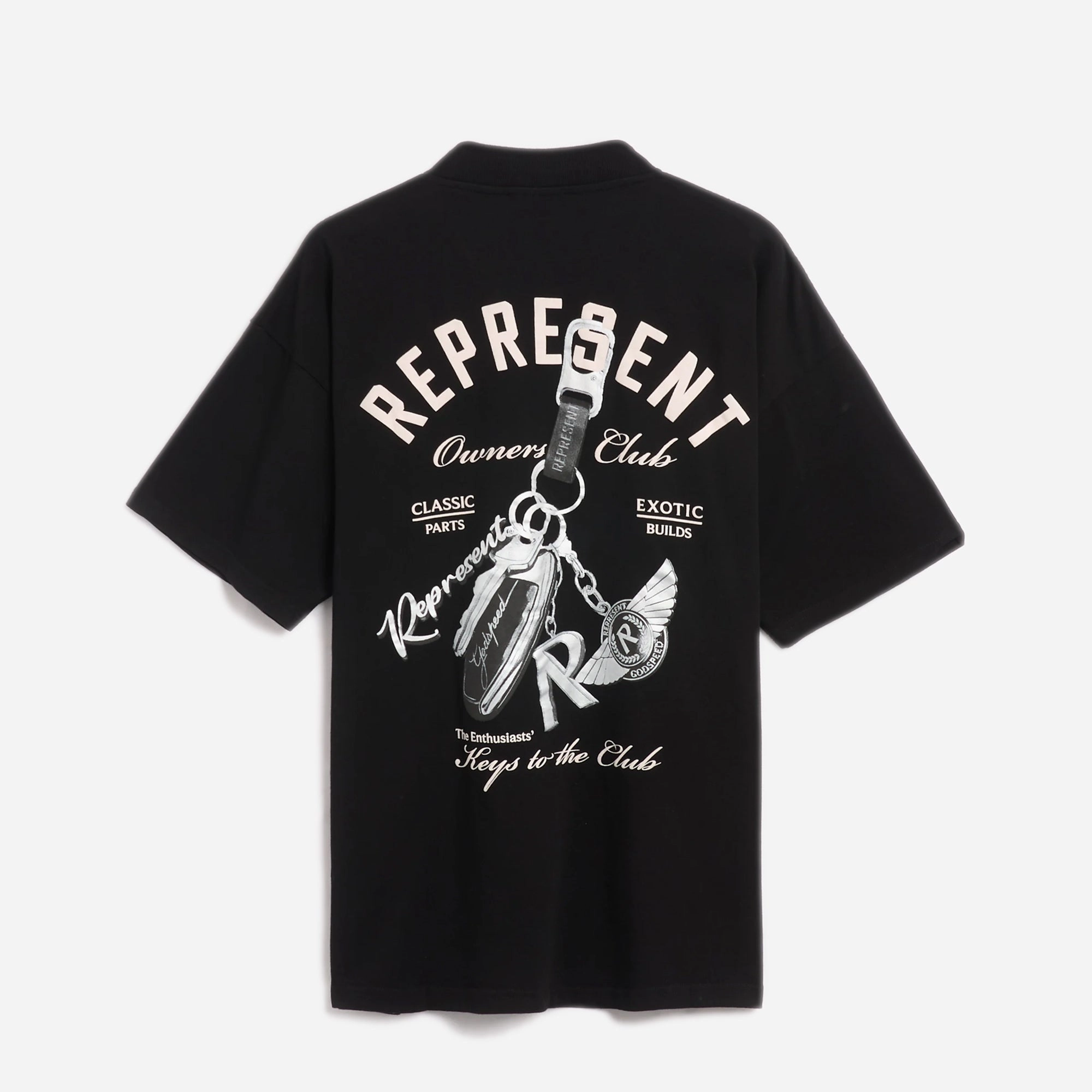 Earth Fit elastic waistband REPRESENT | KEYS TO THE CLUB T-SHIRT { JET BLACK