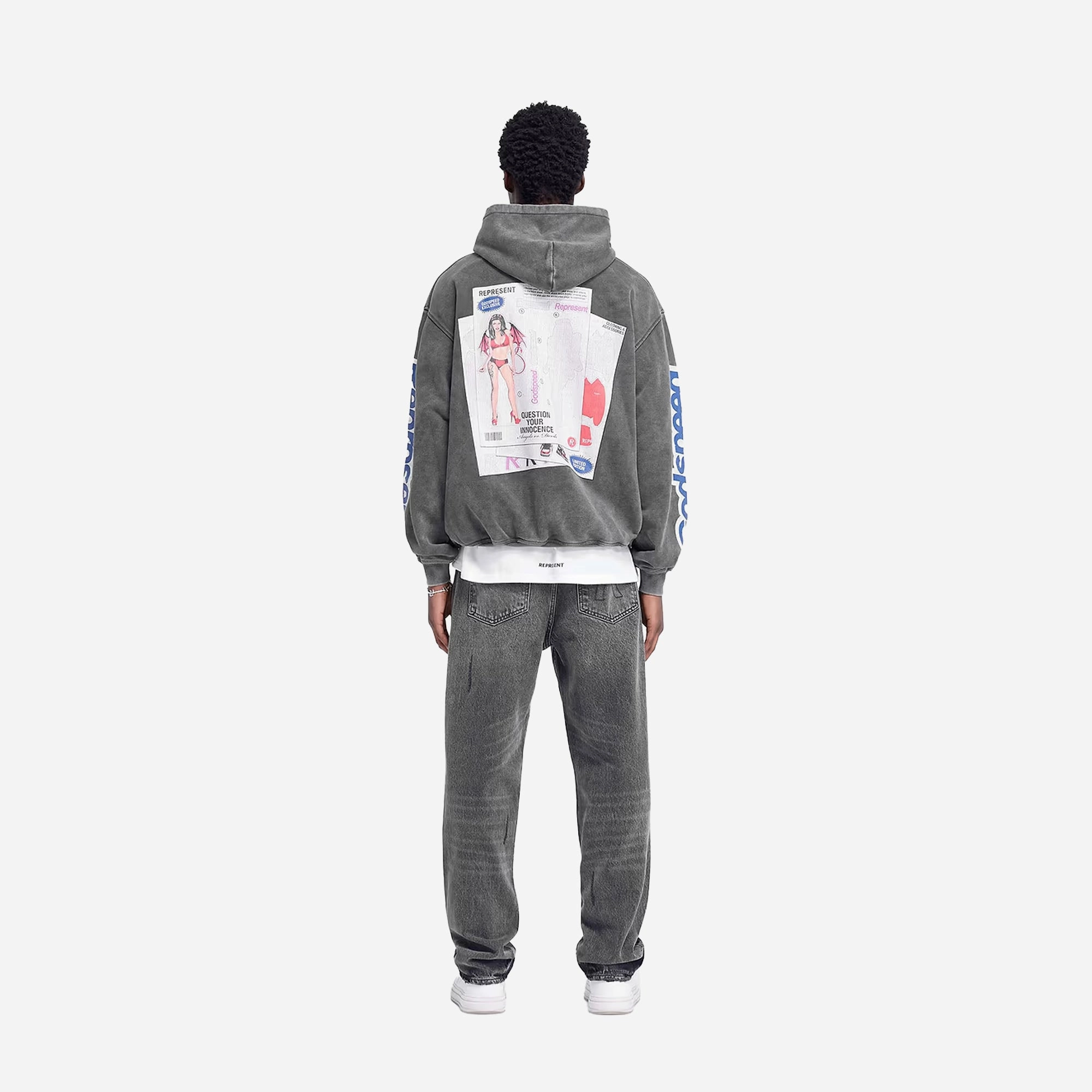 Fantasy Glow Gloss Fit Represent | QUESTION YOUR INNOCENCE HOODIE { VINTAGE GREY