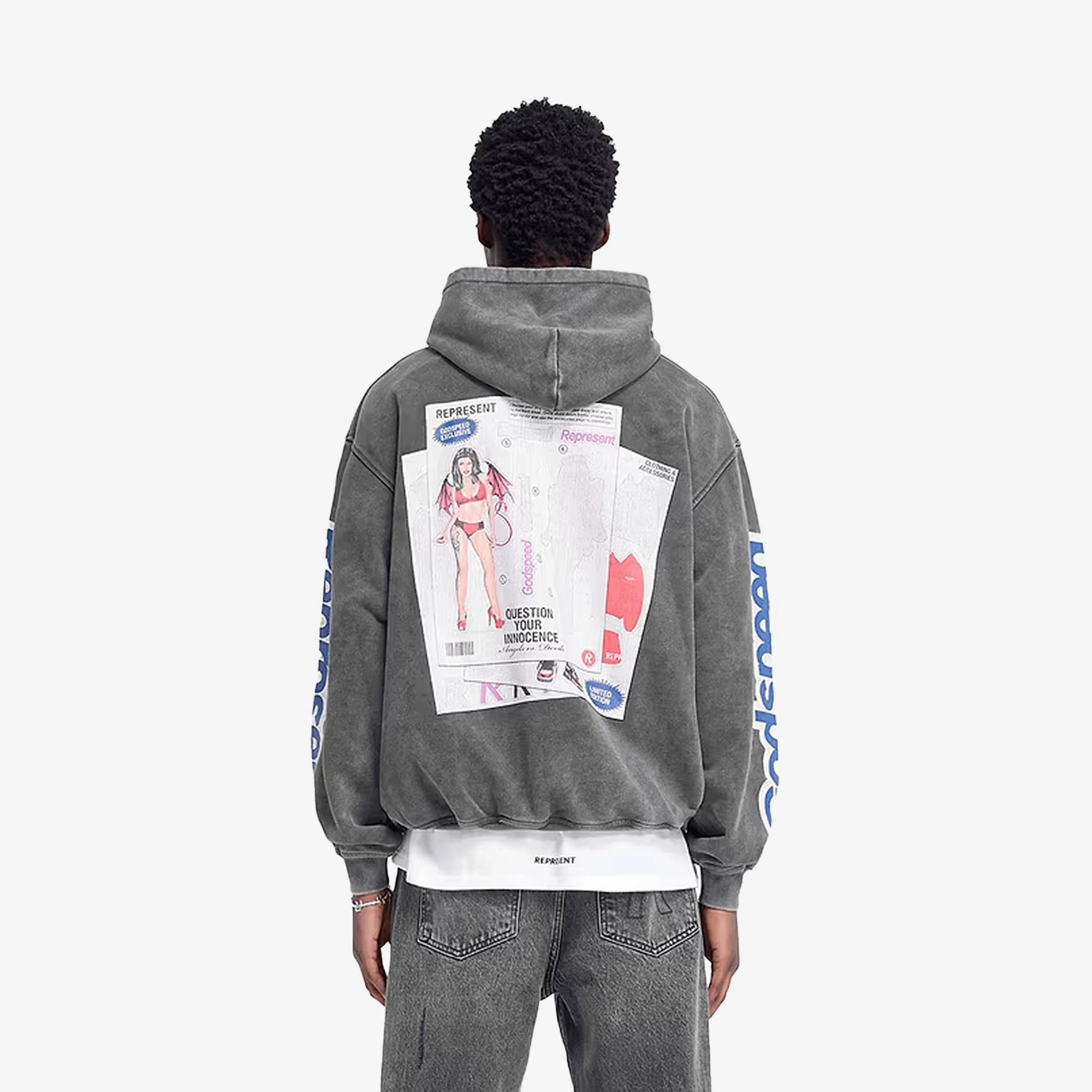 Represent | QUESTION YOUR INNOCENCE HOODIE { VINTAGE GREY 4Way Stretch