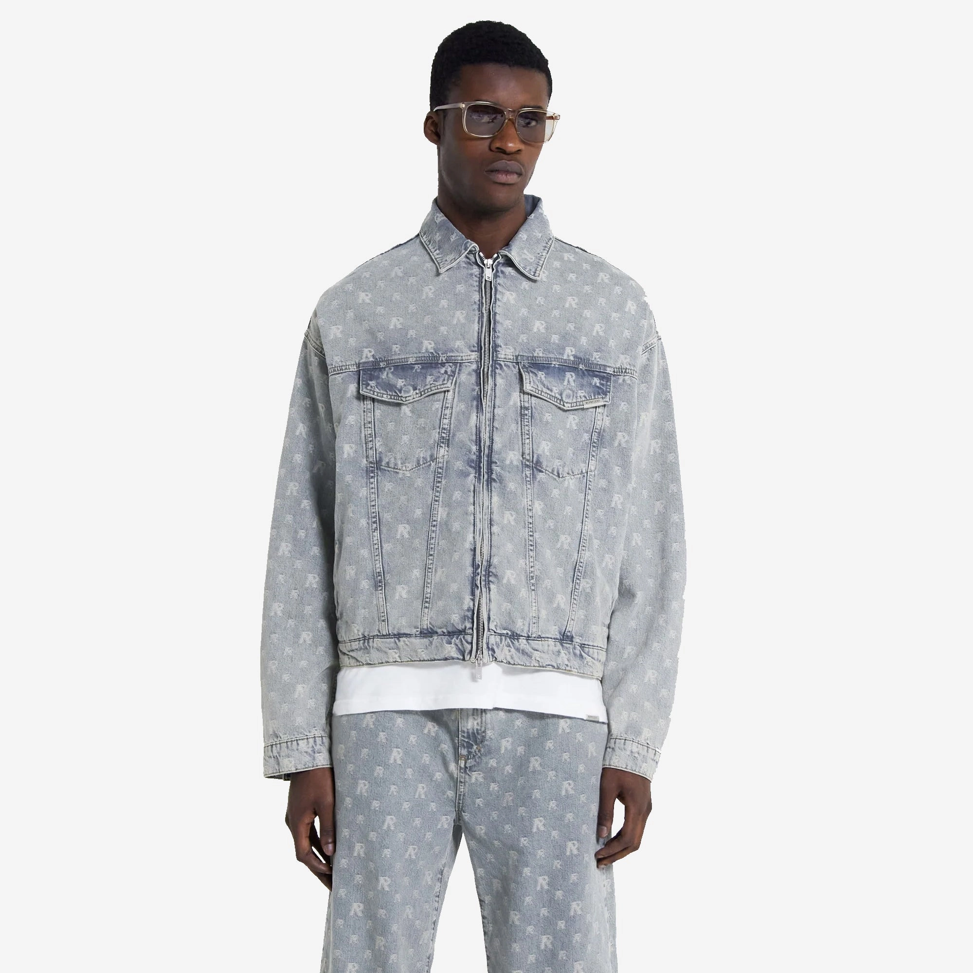 Represent | R4 MONOGRAM DENIM JACKET  { STONE WASH Conscious Core NonChafe