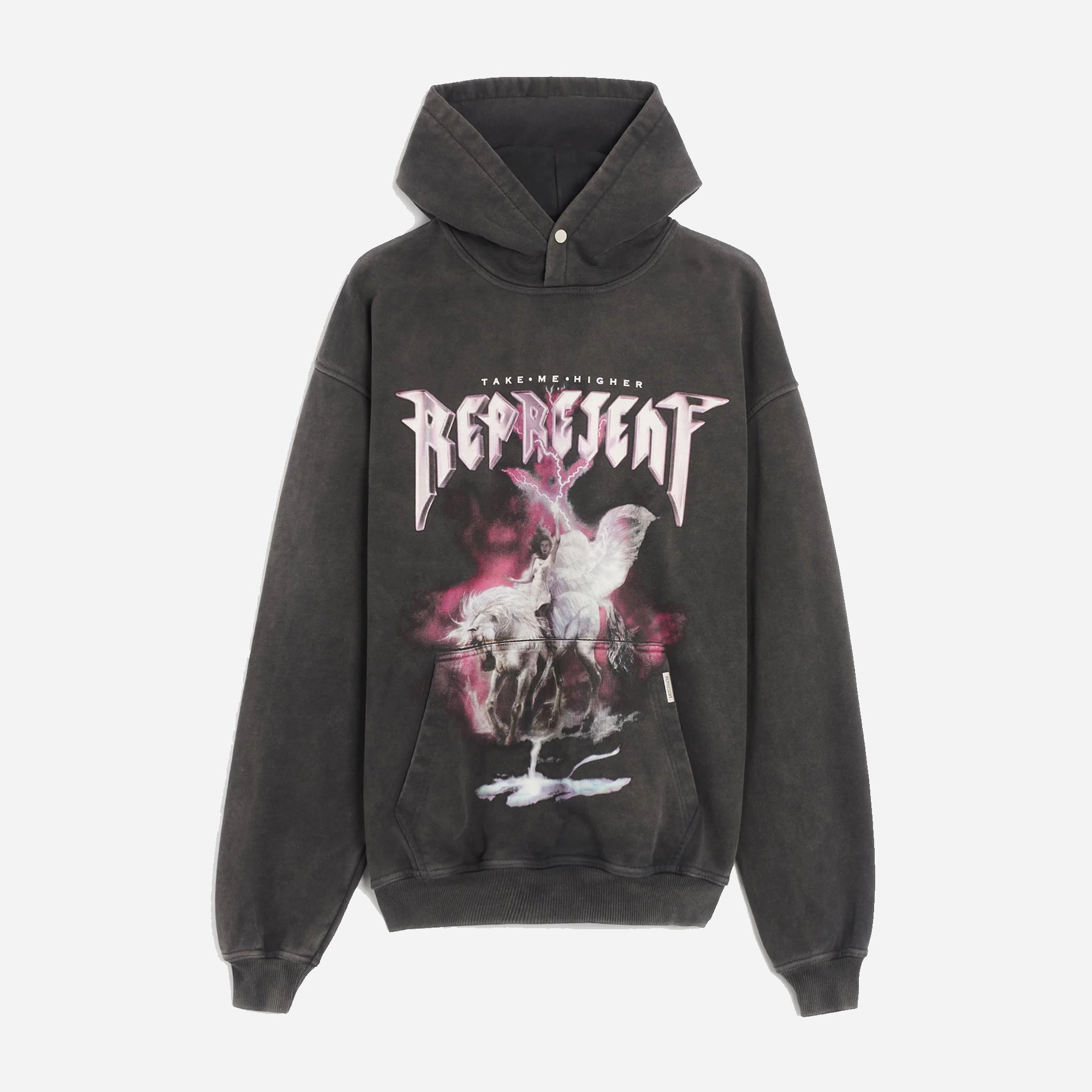 Breathable mesh Loose Fit Represent | TAKE ME HIGHER HOODIE  { VINTAGE GREY